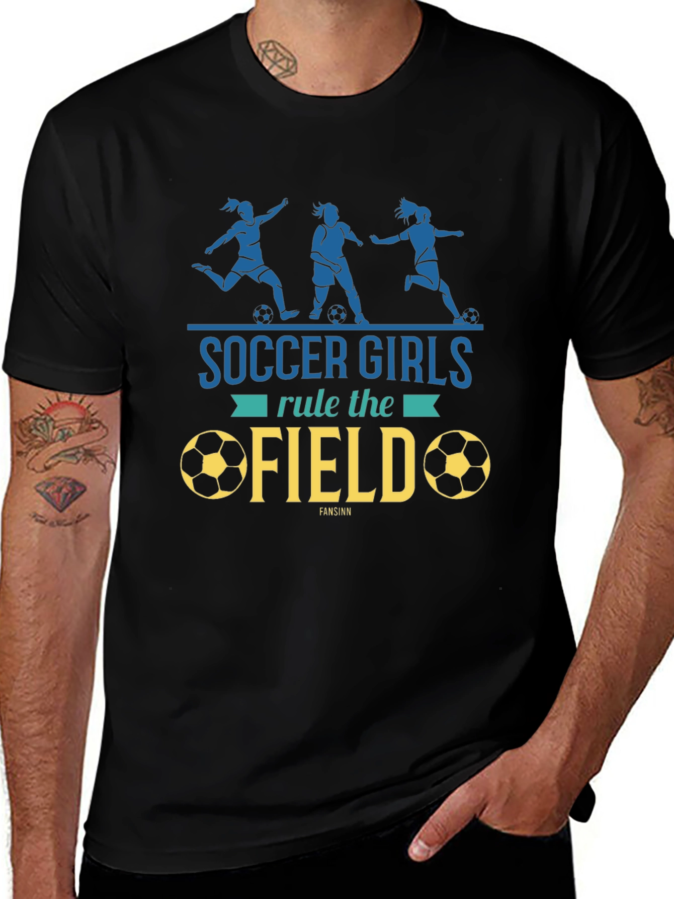 Soccer Girls Rule the Field Black Graphic Tee
