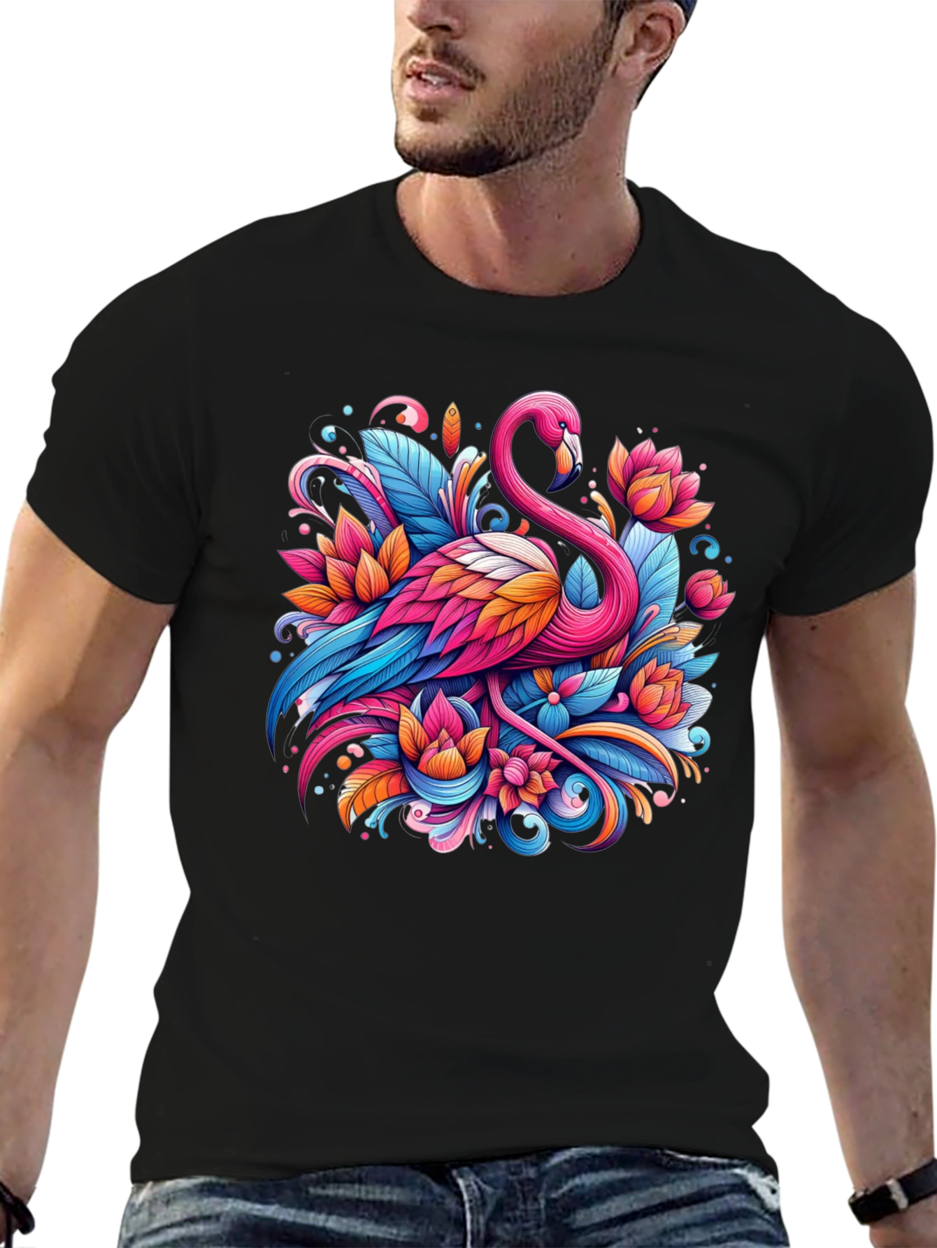 Vibrant Flamingo Graphic Tee - Tropical Art Shirt