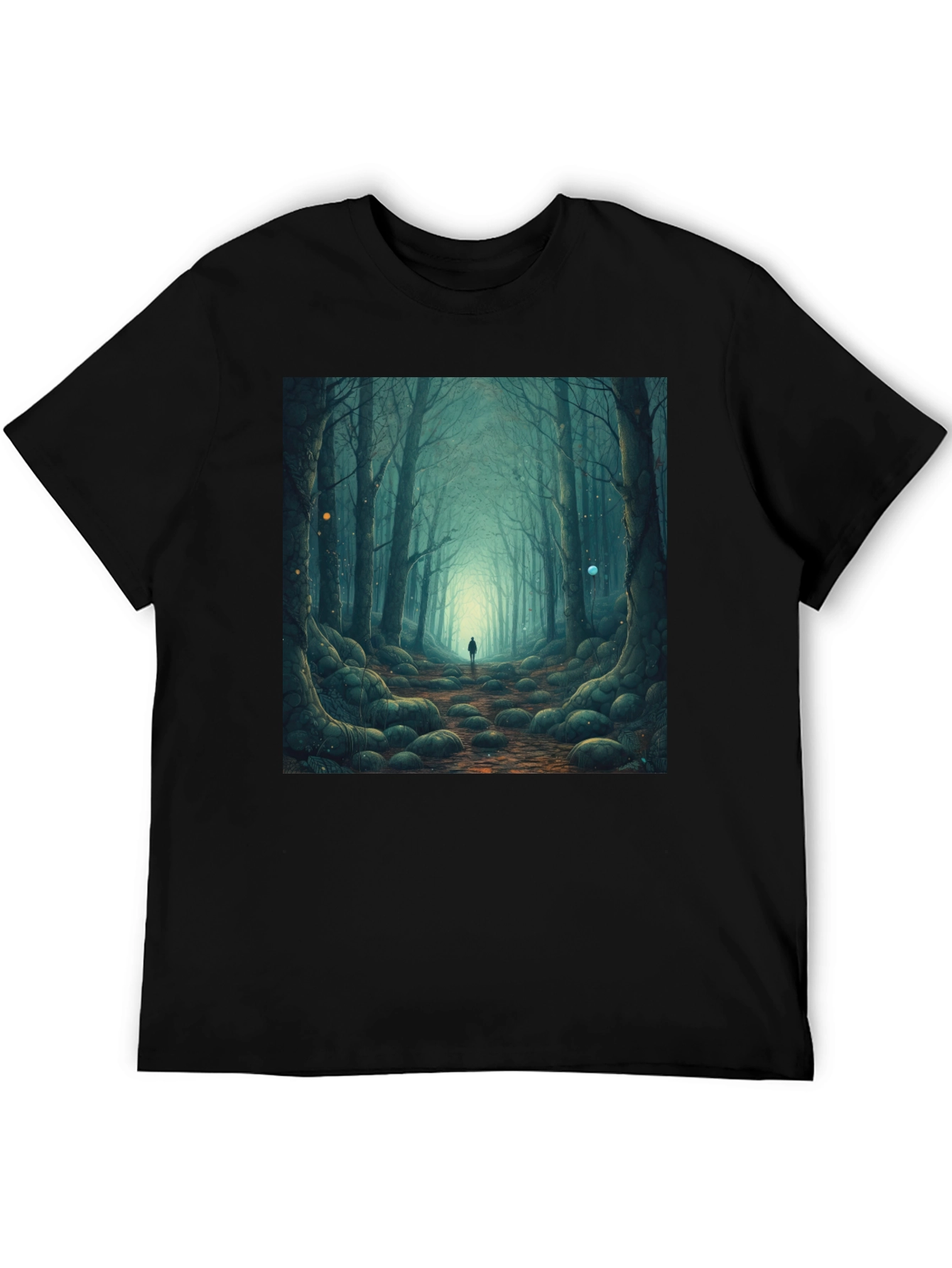 Mystic Forest Graphic Tee - Black Cotton T-Shirt