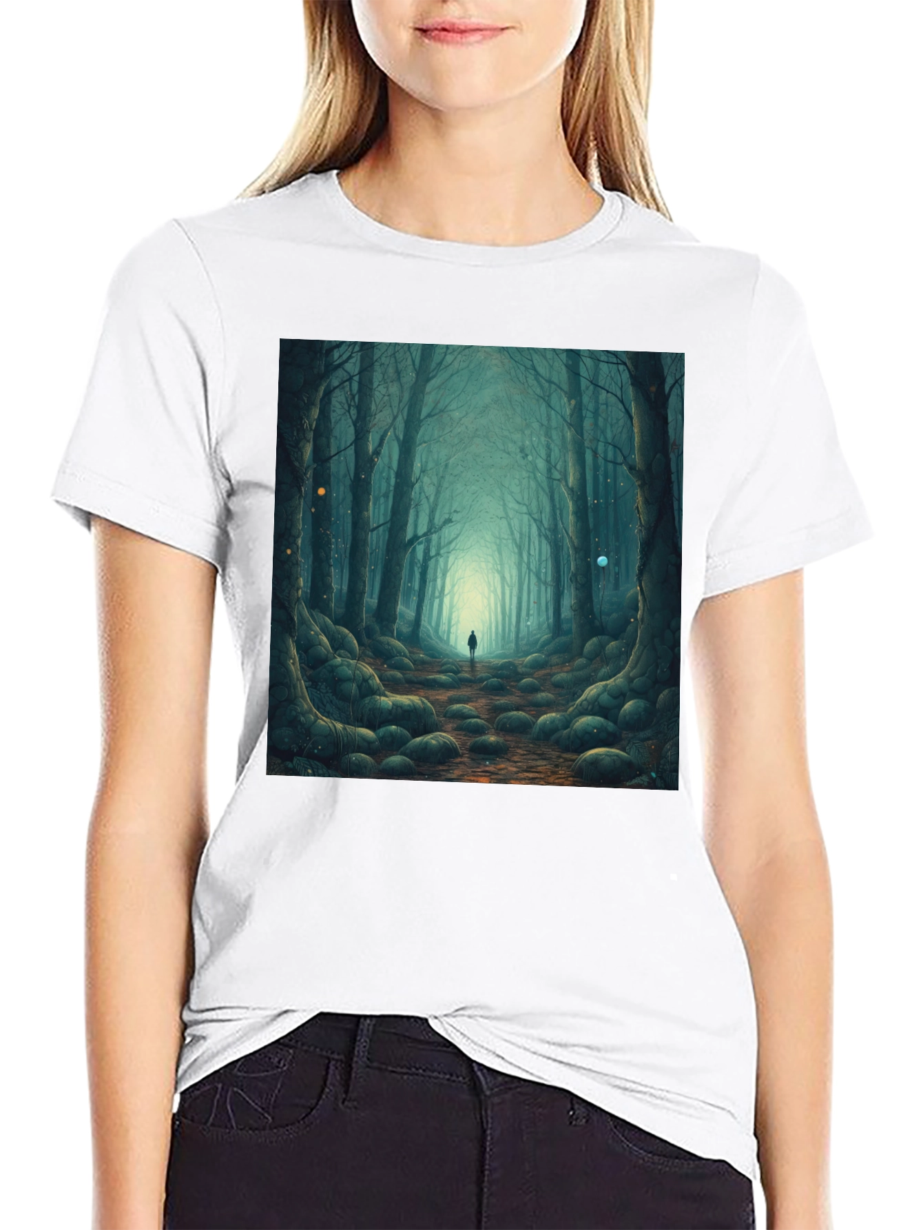 Mystic Forest Graphic Tee - Black Cotton T-Shirt