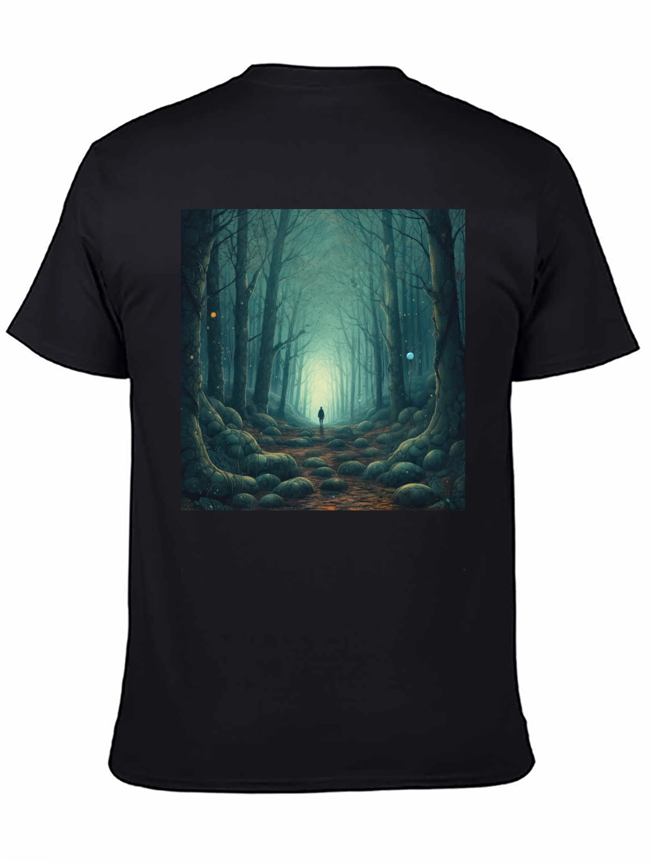 Mystic Forest Graphic Tee - Black Cotton T-Shirt