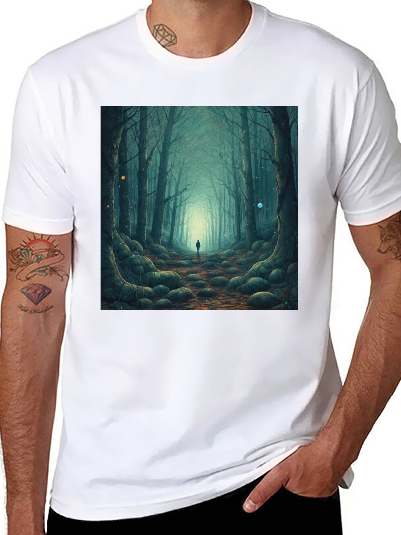 Mystic Forest Graphic Tee - Black Cotton T-Shirt