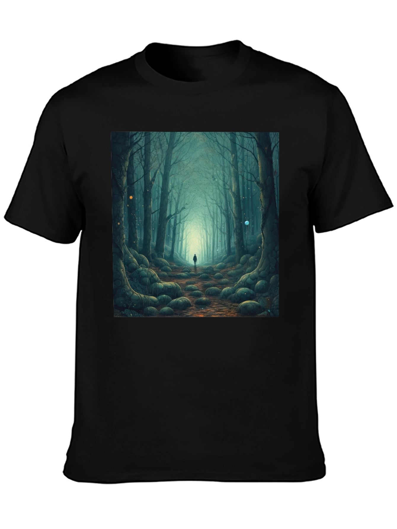 Mystic Forest Graphic Tee - Black Cotton T-Shirt