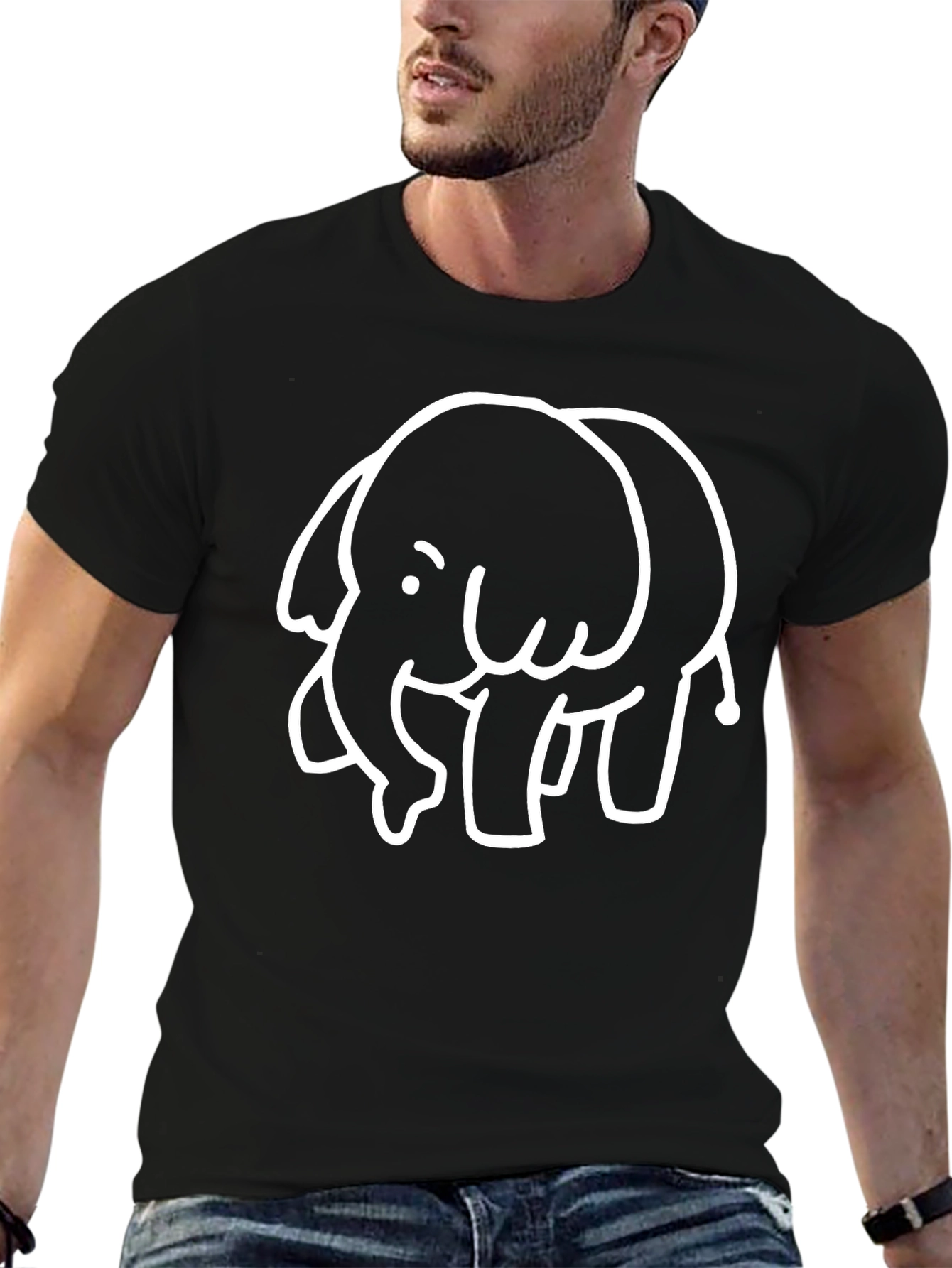 Elephant Graphic Tee - Black Cotton Blend