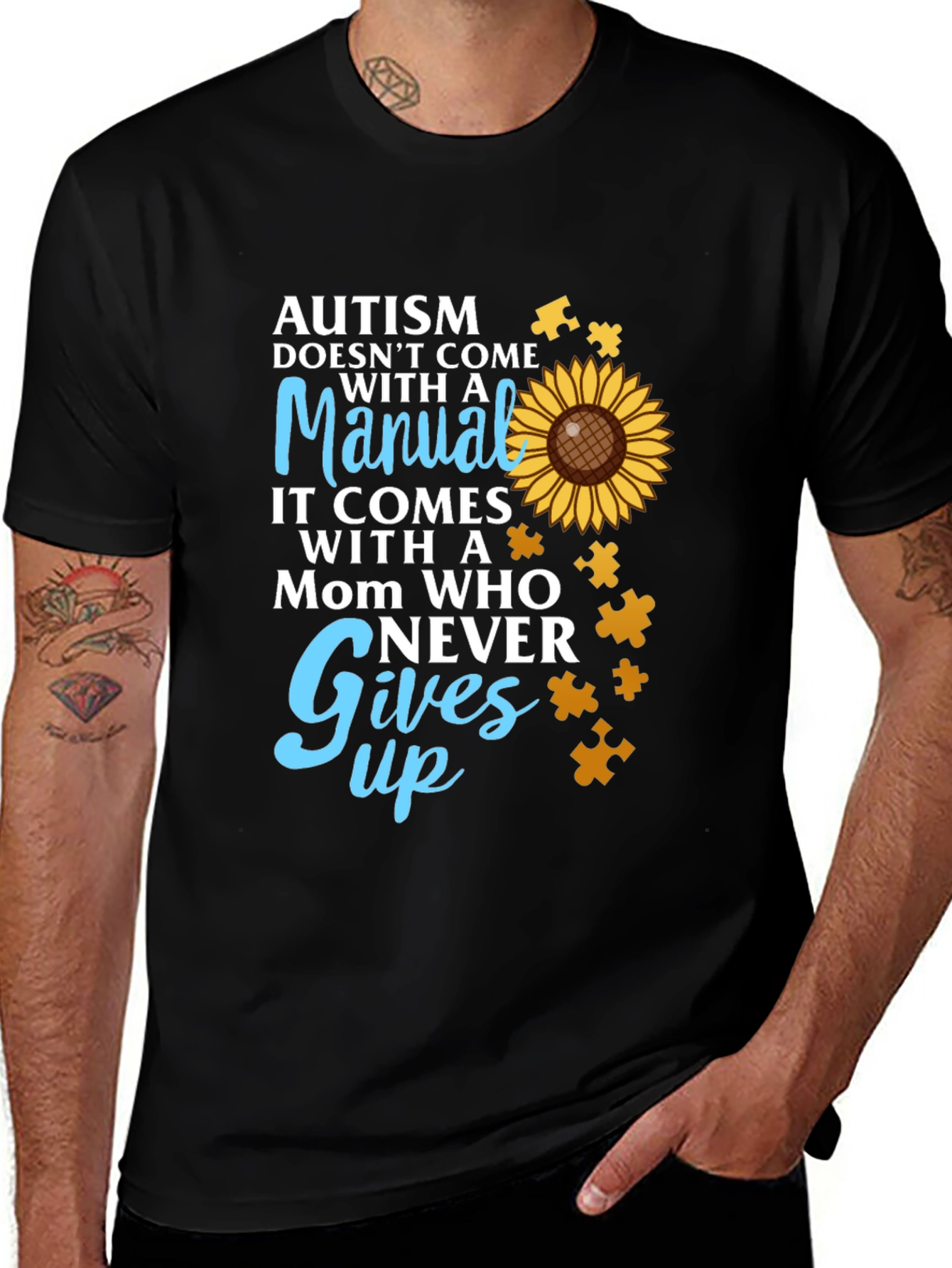 Autism Awareness T-Shirt - Mom Who Never Gives Up