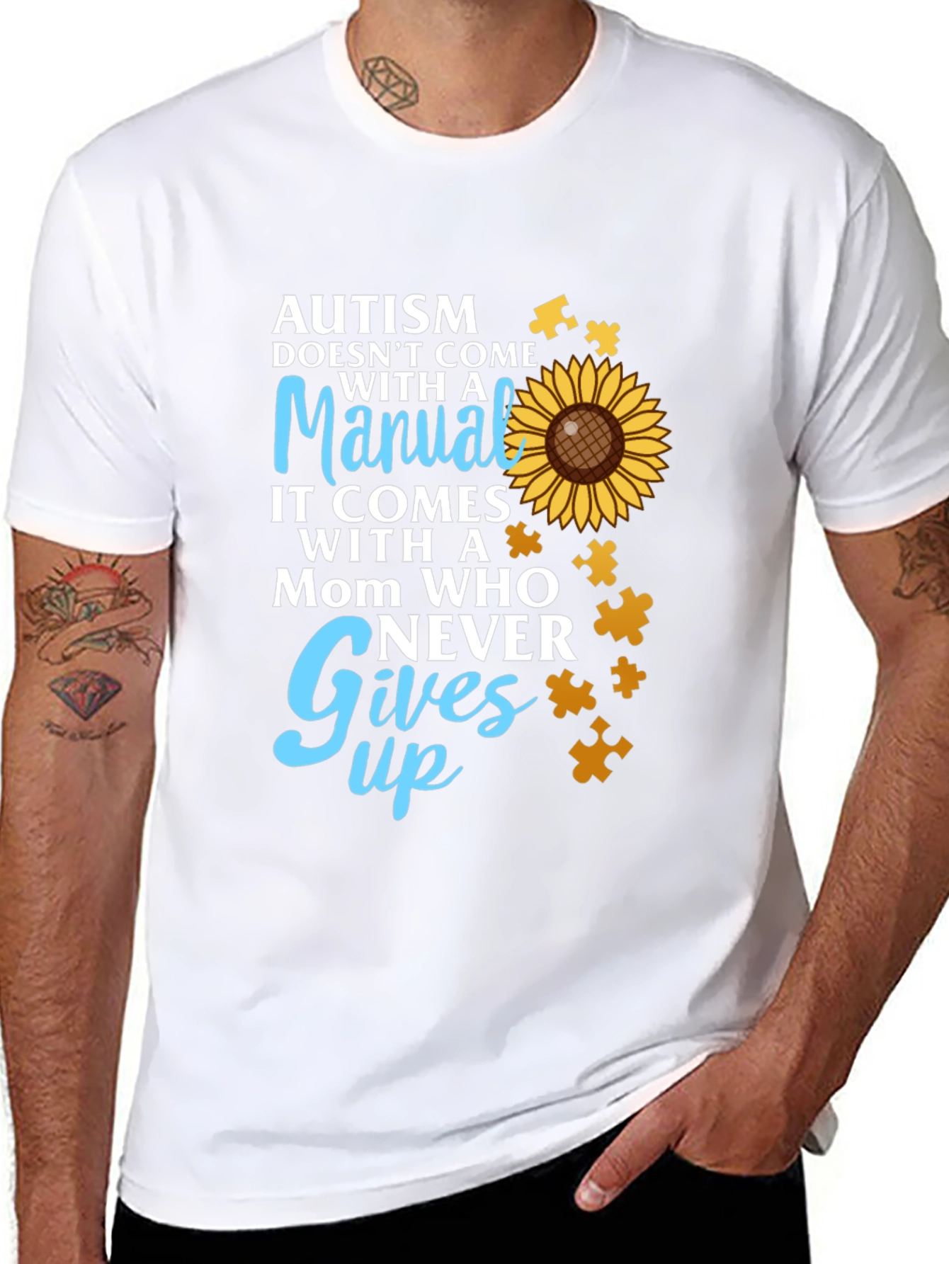 Autism Awareness T-Shirt - Mom Who Never Gives Up