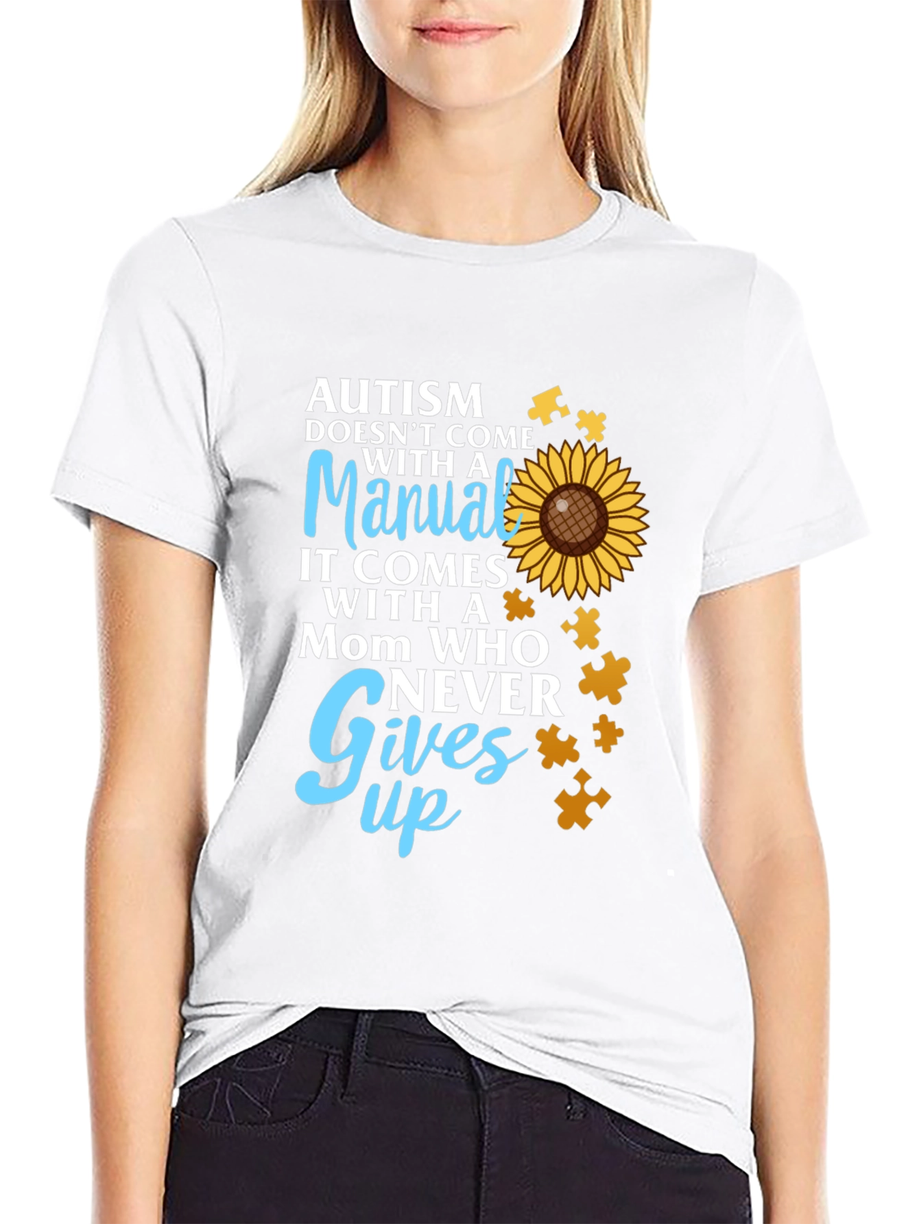 Autism Awareness T-Shirt - Mom Who Never Gives Up
