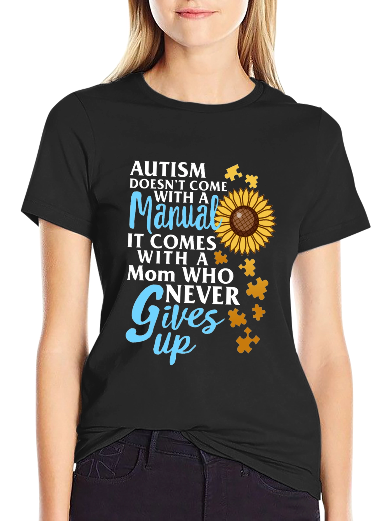 Autism Awareness T-Shirt - Mom Who Never Gives Up
