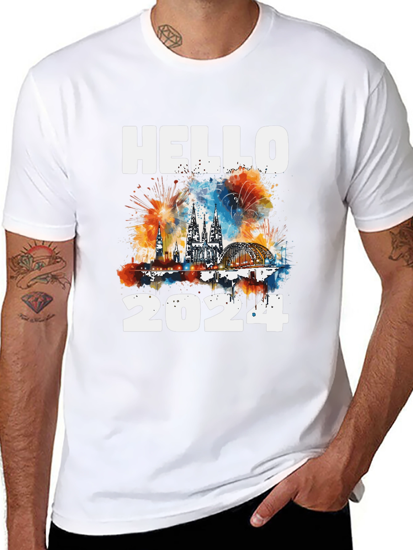 Hello 2024 Cologne Skyline T-Shirt