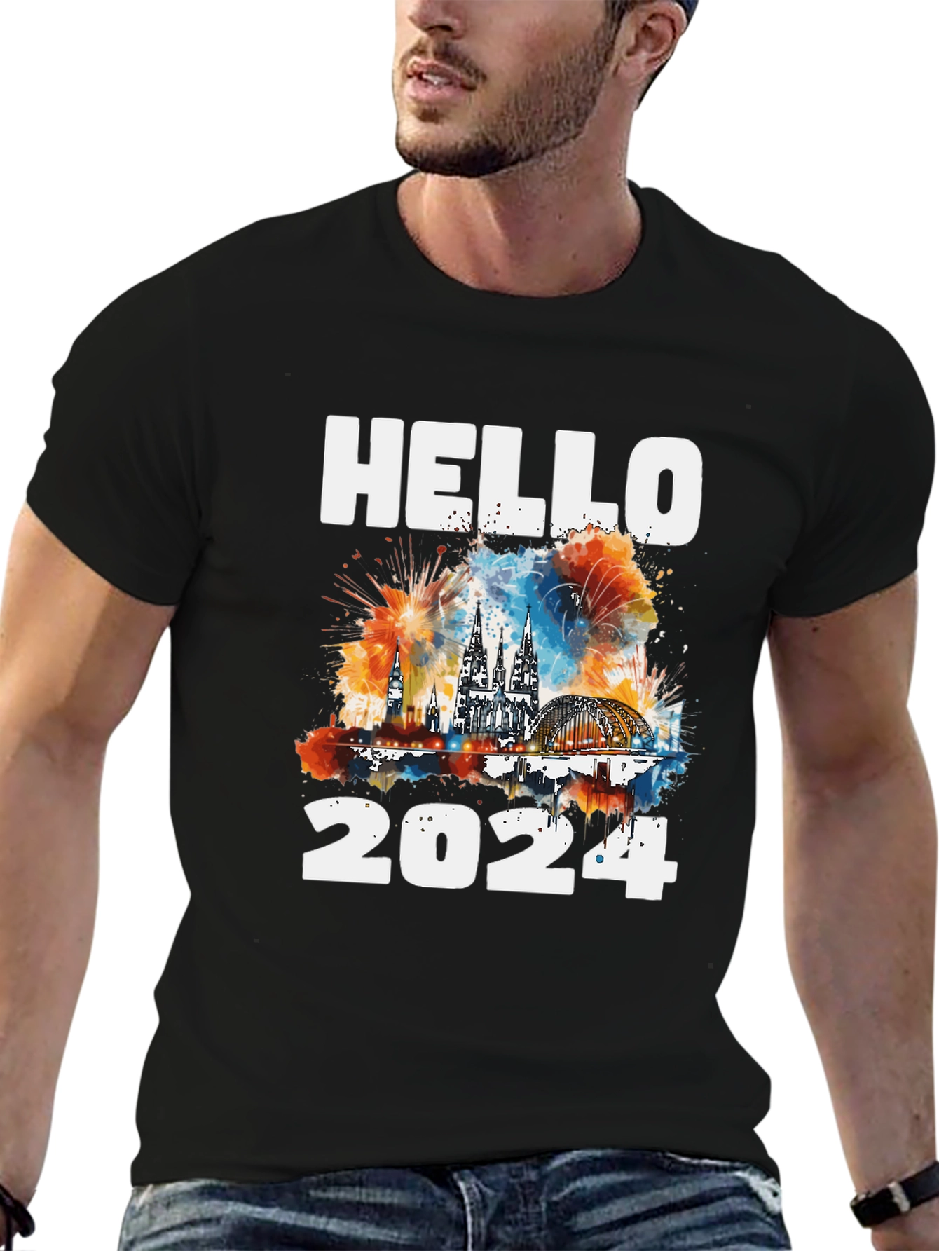 Hello 2024 Cologne Skyline T-Shirt