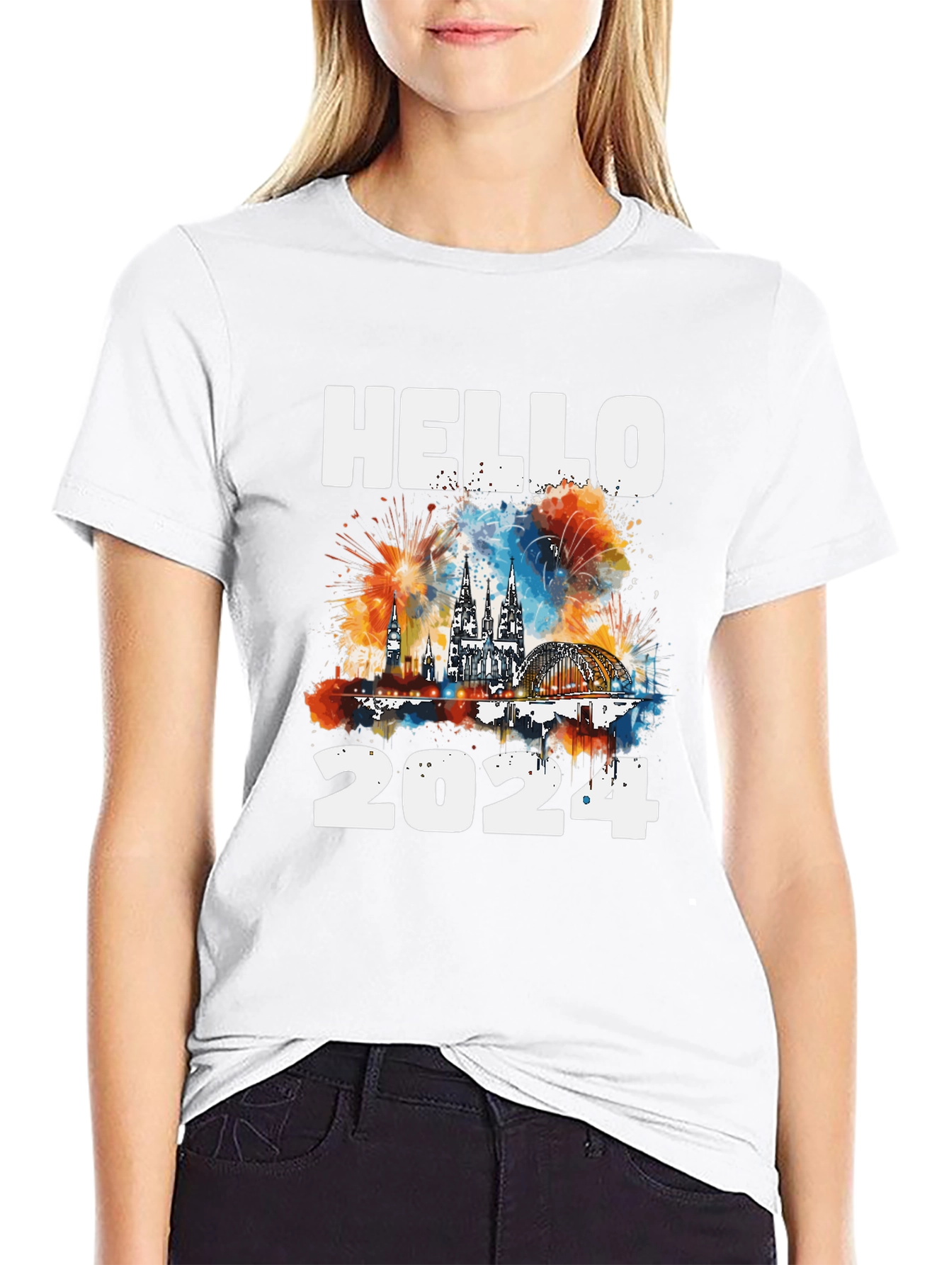 Hello 2024 Cologne Skyline T-Shirt