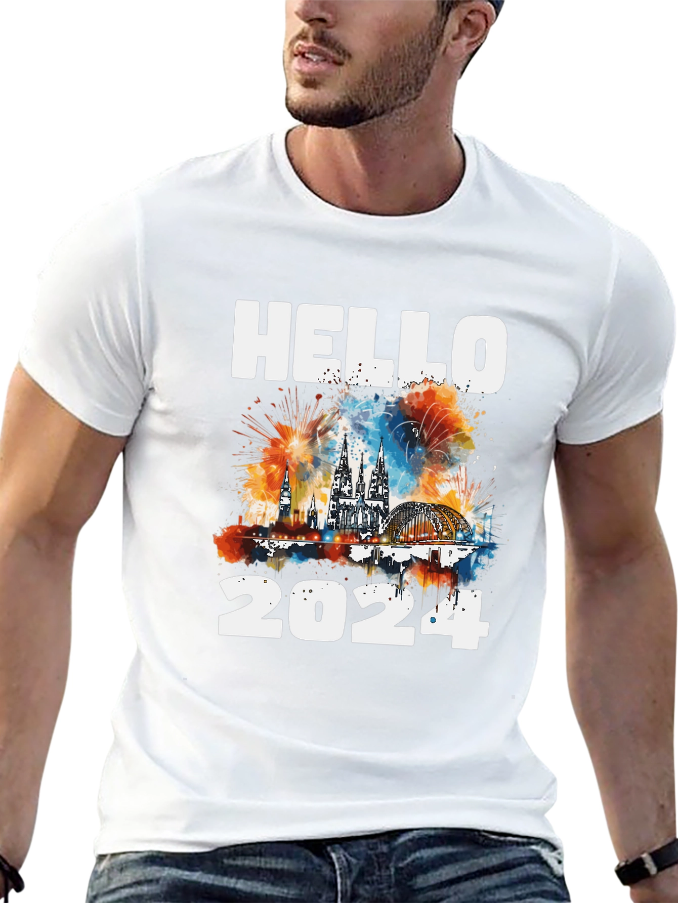 Hello 2024 Cologne Skyline T-Shirt