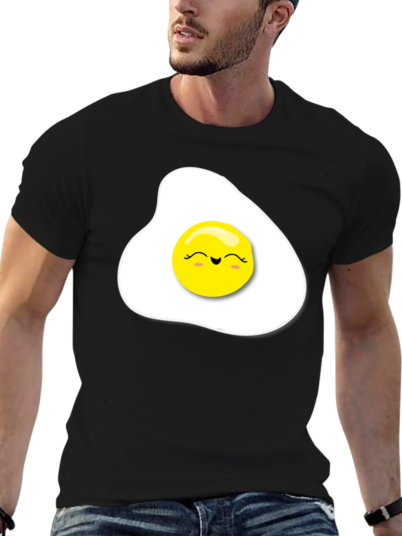 Sunny Side Up Egg Graphic Tee - Black T-Shirt