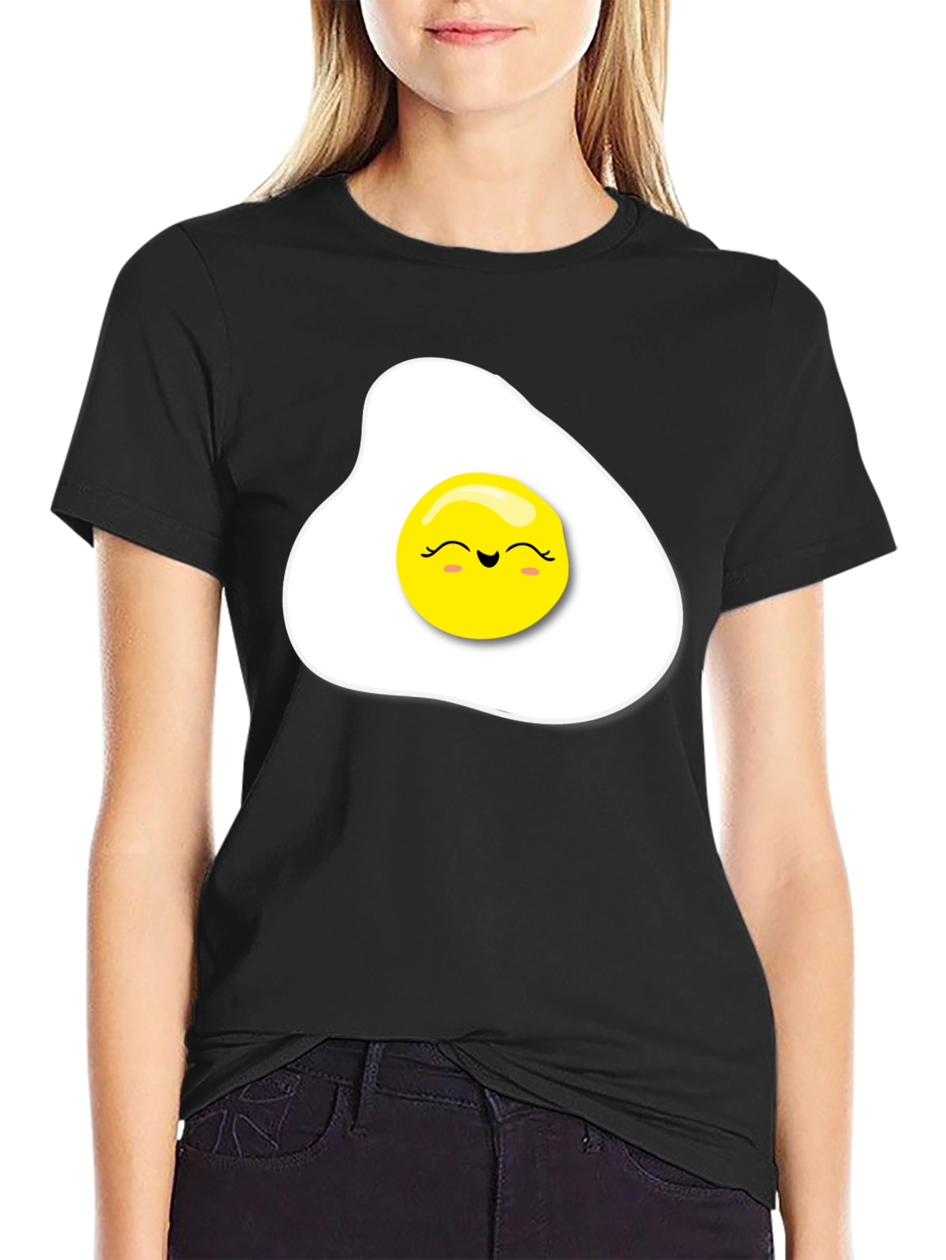 Sunny Side Up Egg Graphic Tee - Black T-Shirt