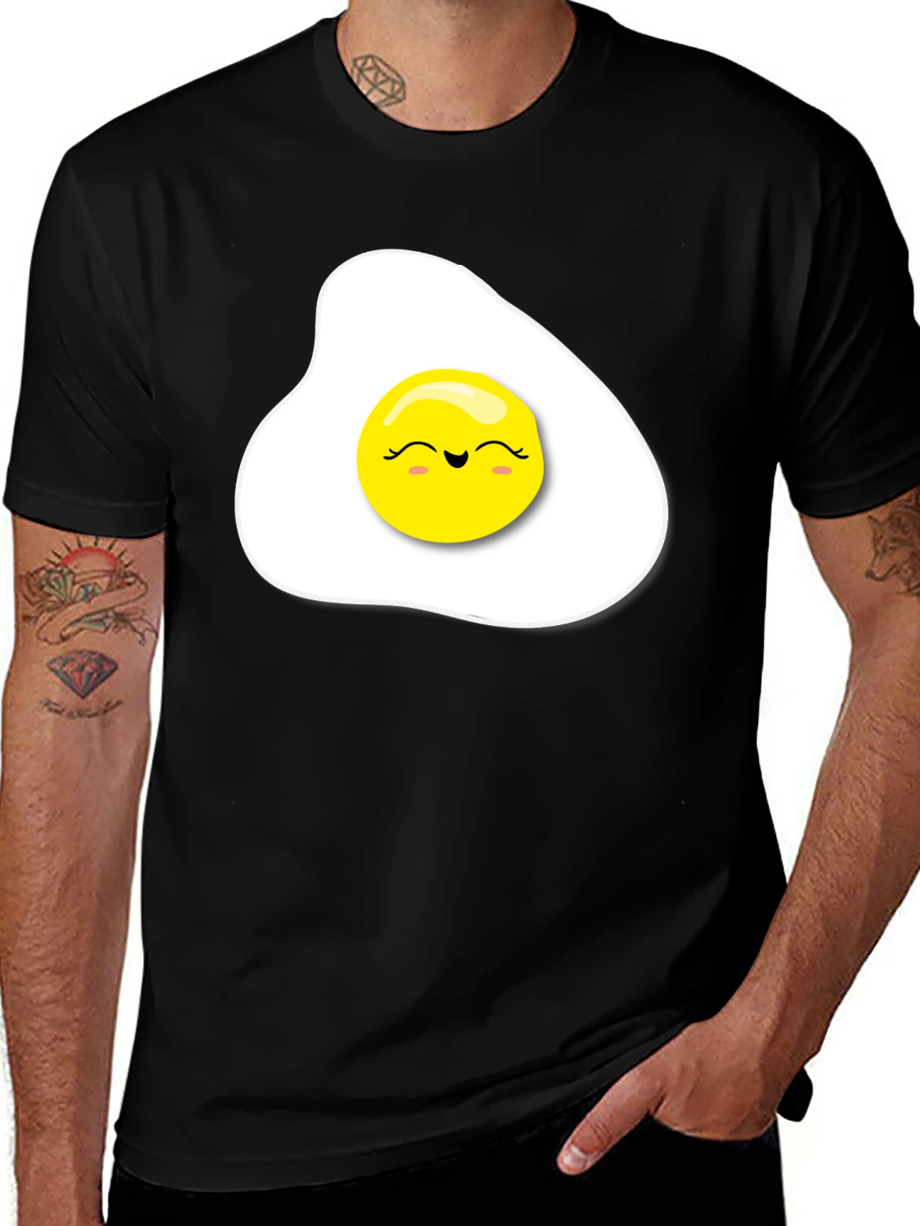 Sunny Side Up Egg Graphic Tee - Black T-Shirt