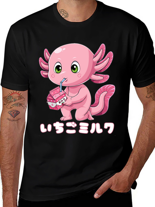 Axolotl Strawberry Milk T-Shirt - Kawaii Style