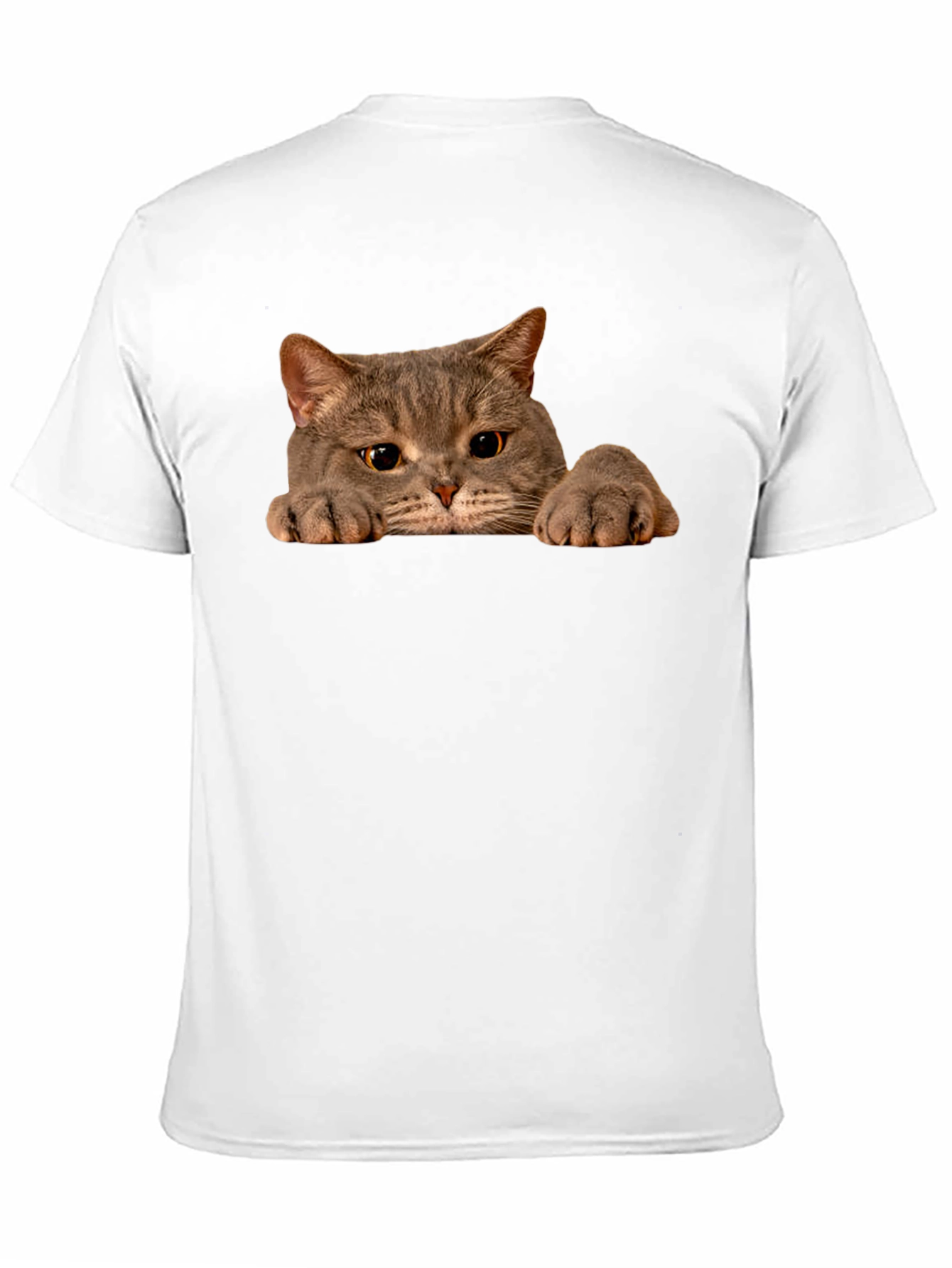Cat Peeking Black T-Shirt - Novelty Graphic Tee
