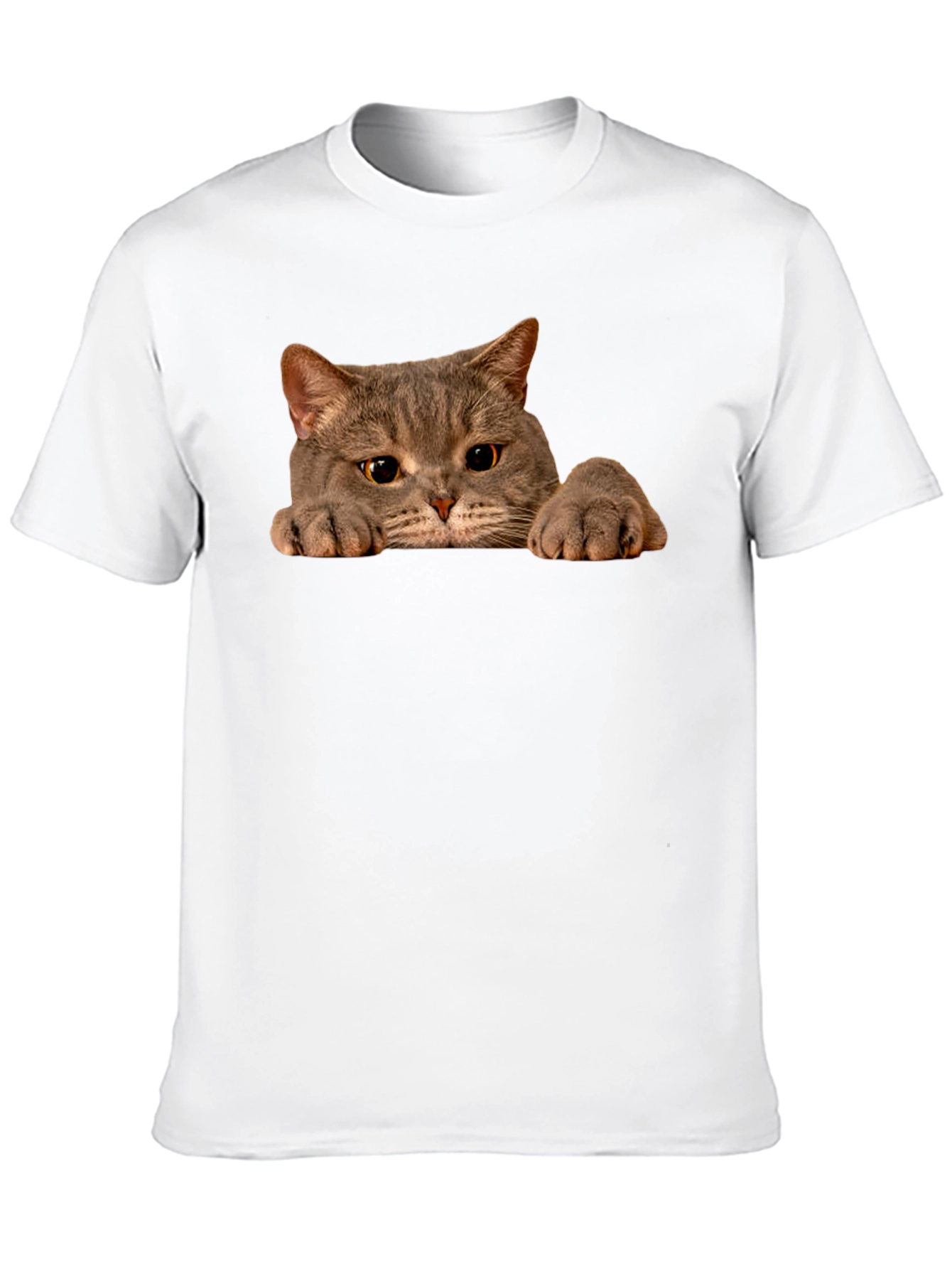 Cat Peeking Black T-Shirt - Novelty Graphic Tee