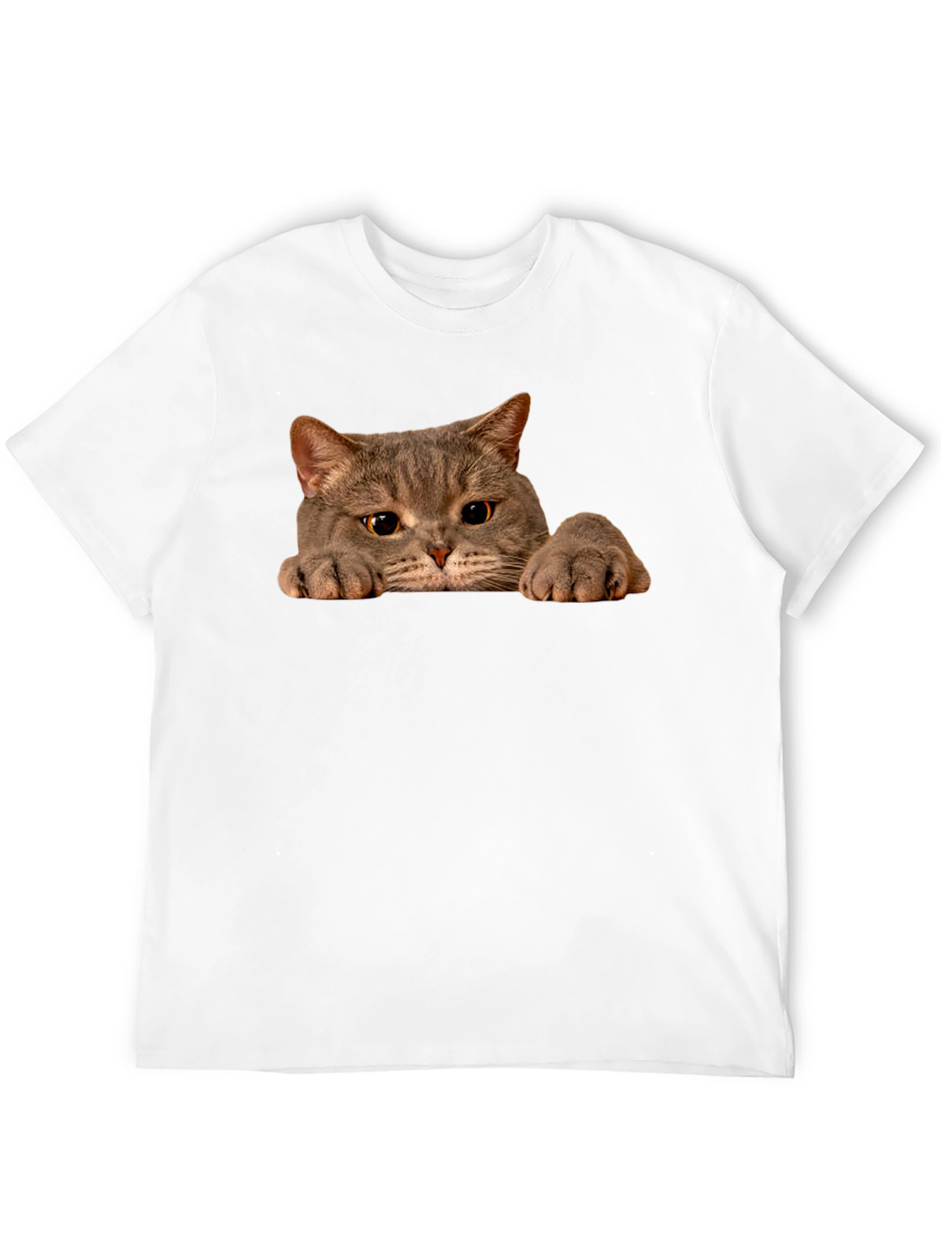 Cat Peeking Black T-Shirt - Novelty Graphic Tee