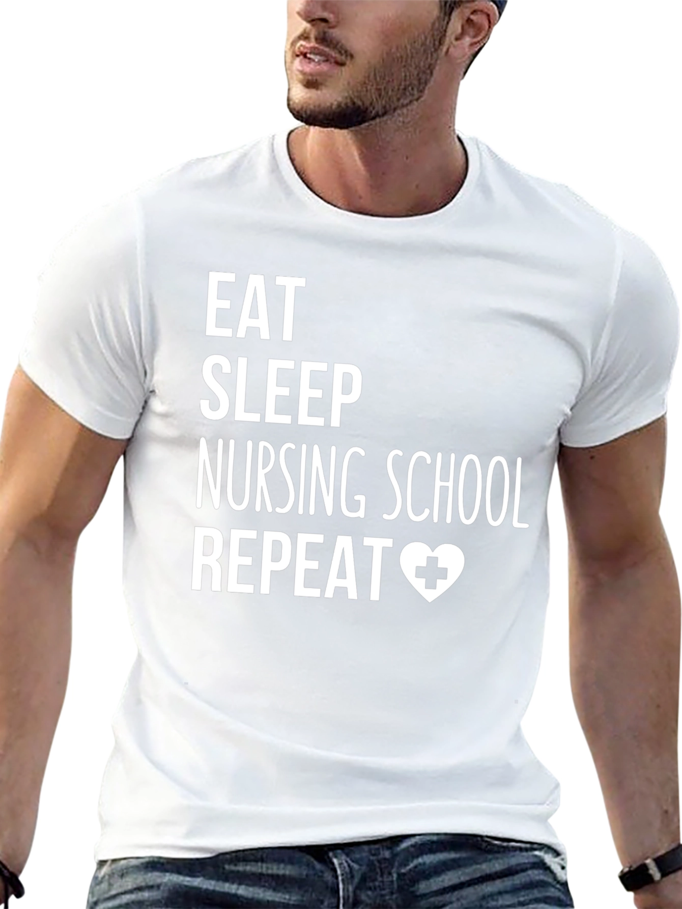 Eat Sleep Nursing School Repeat Graphic Tee