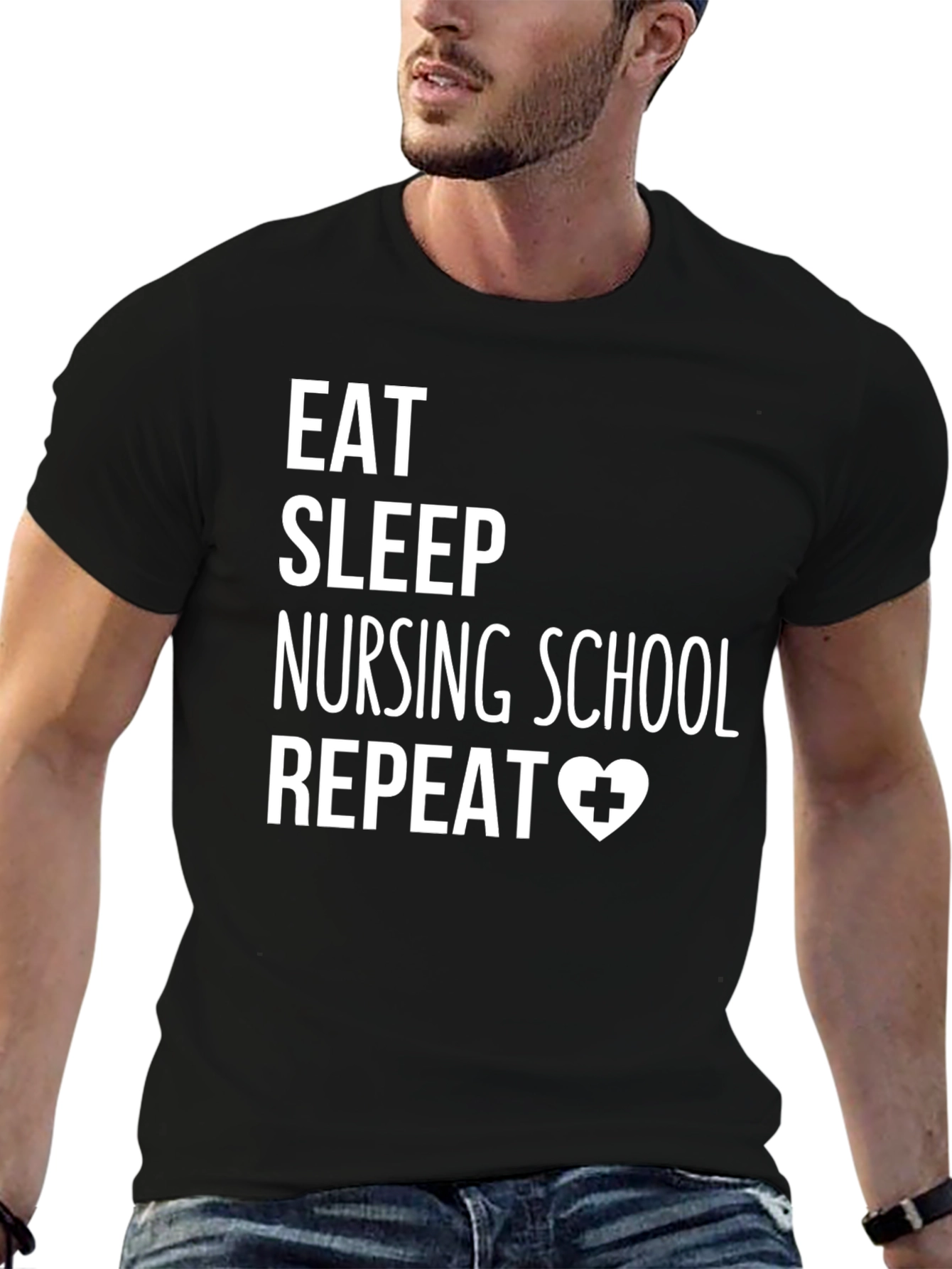 Eat Sleep Nursing School Repeat Graphic Tee