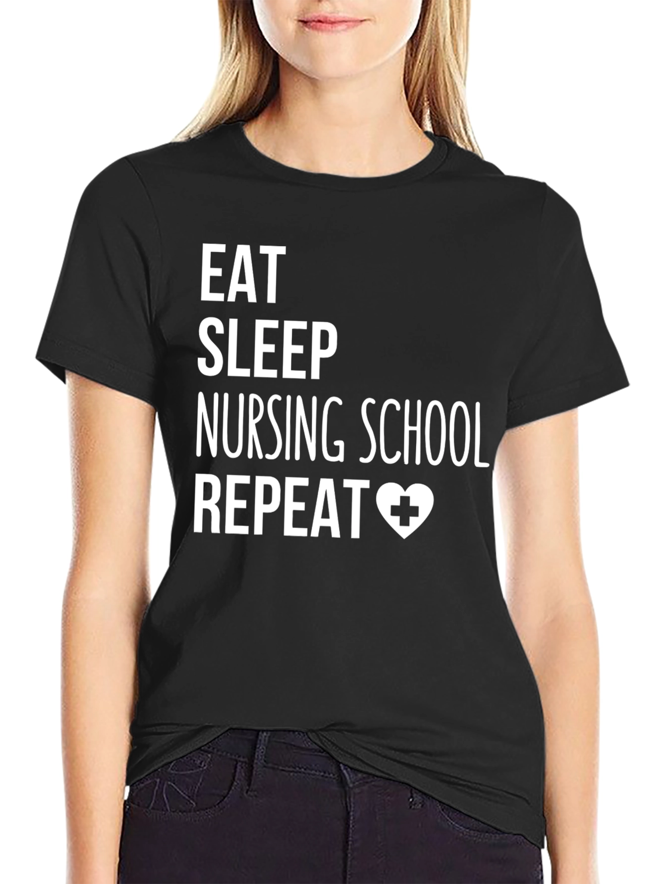 Eat Sleep Nursing School Repeat Graphic Tee
