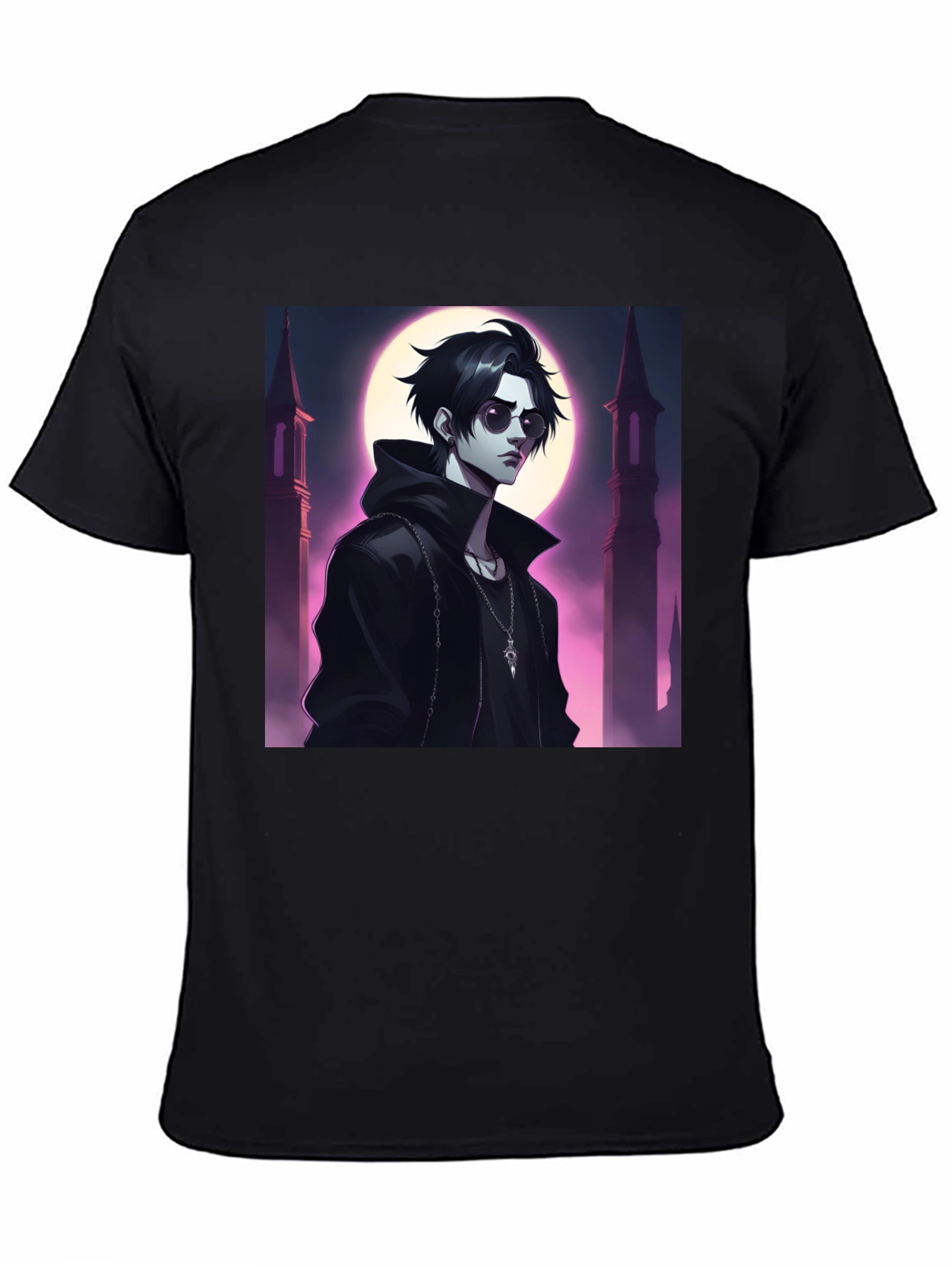Black T-Shirt with Vampire Anime Design