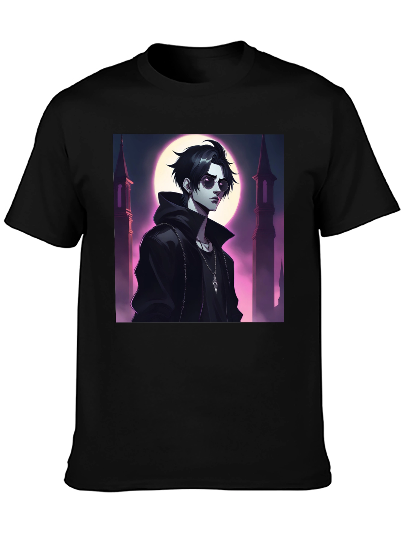 Black T-Shirt with Vampire Anime Design