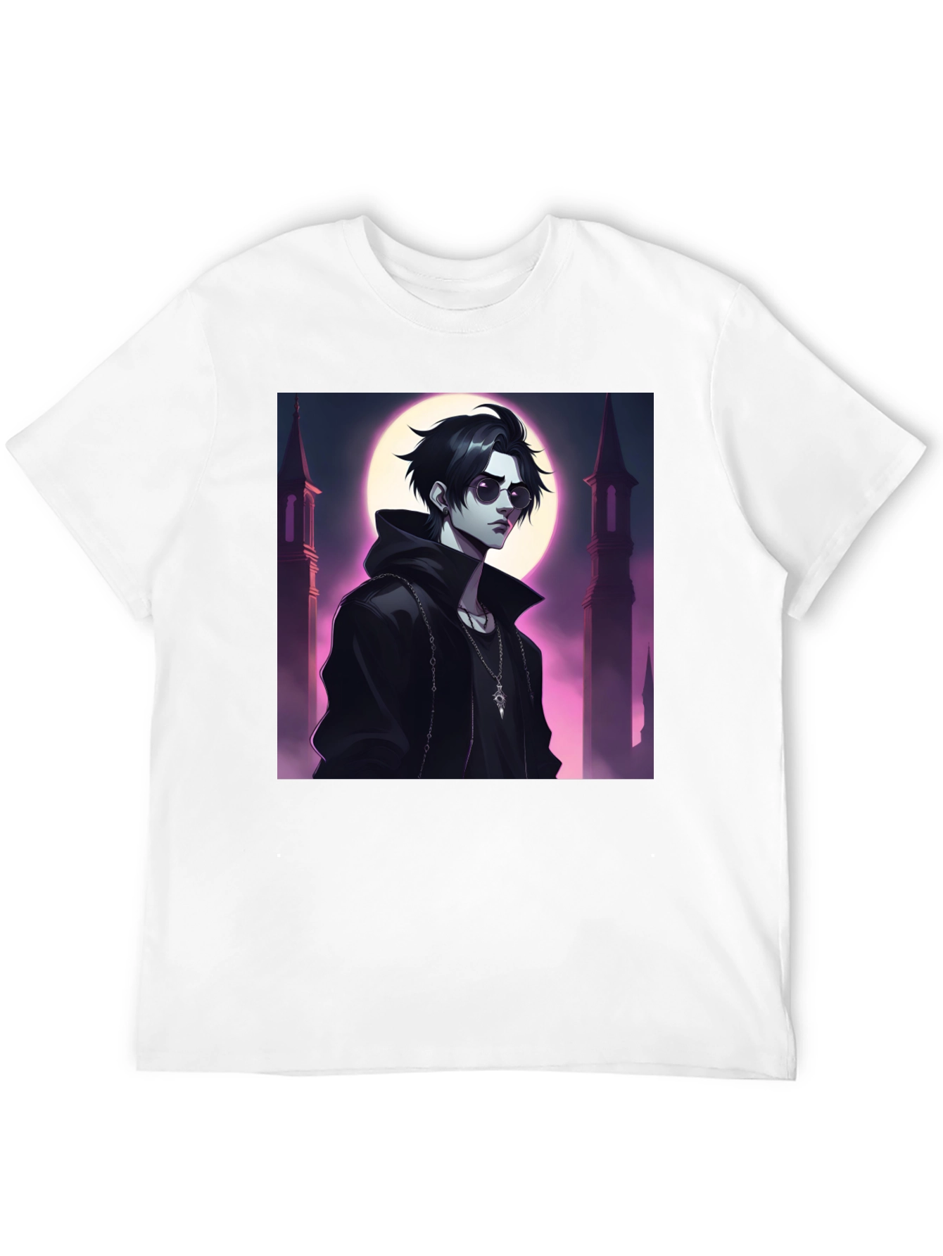 Black T-Shirt with Vampire Anime Design