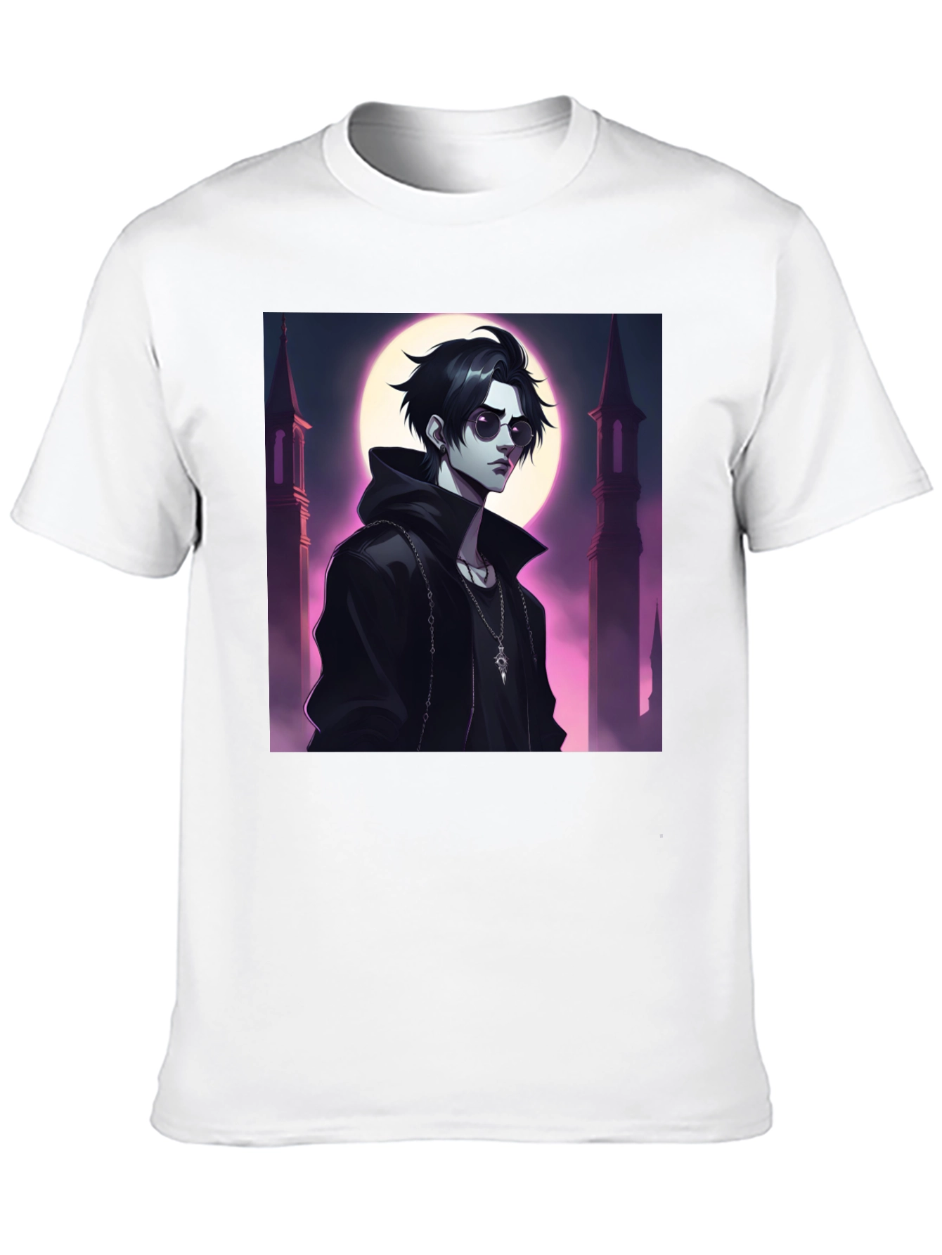 Black T-Shirt with Vampire Anime Design