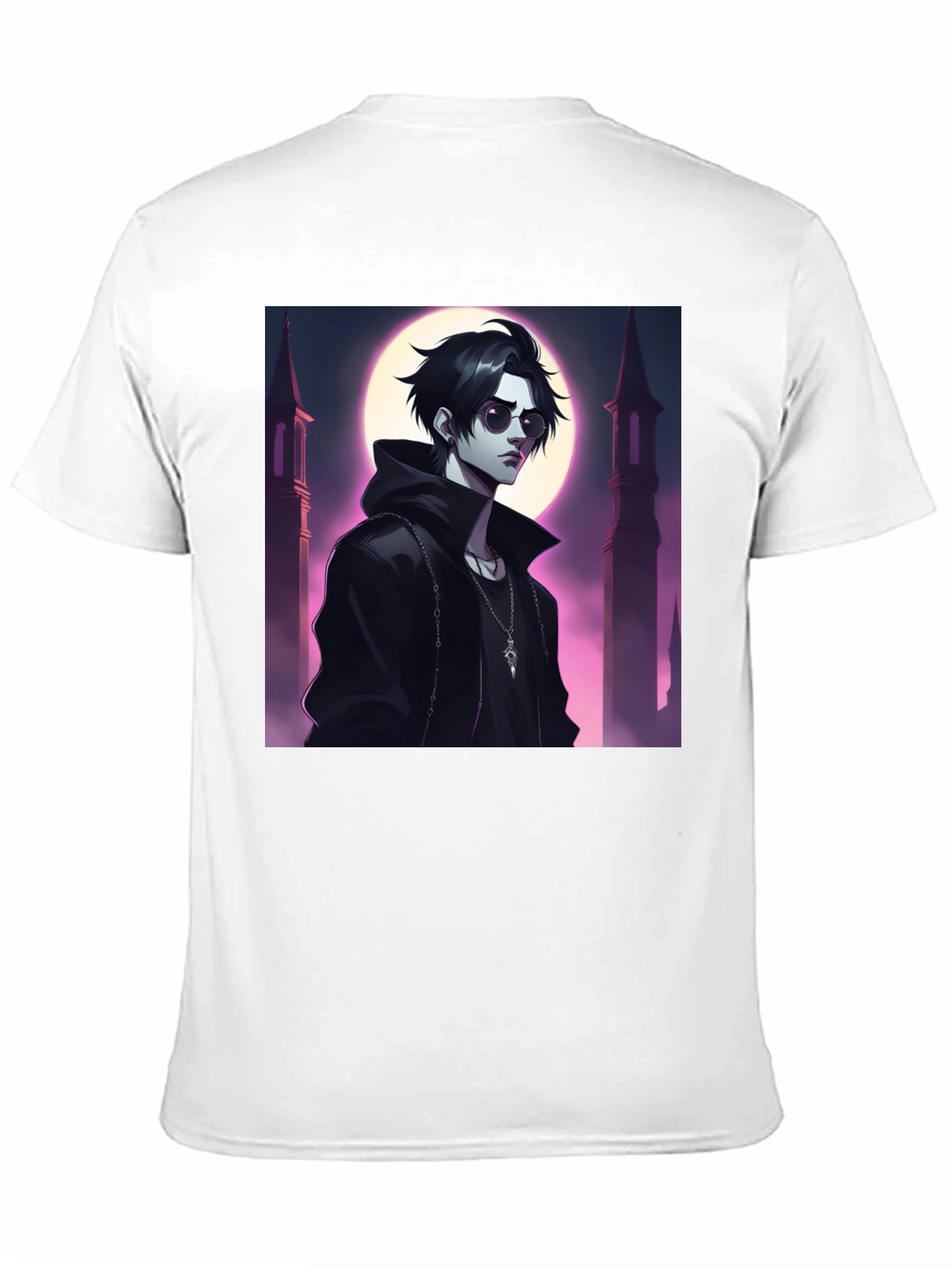 Black T-Shirt with Vampire Anime Design