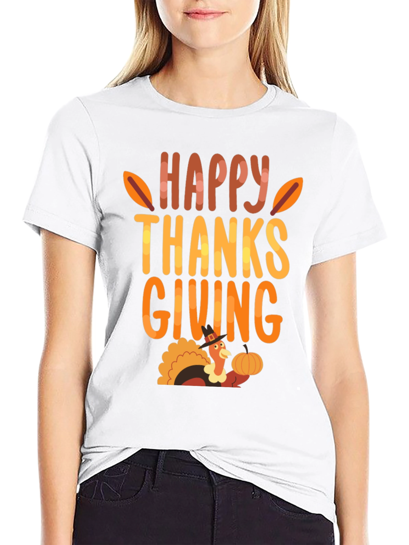 Happy Thanksgiving Turkey Graphic T-Shirt