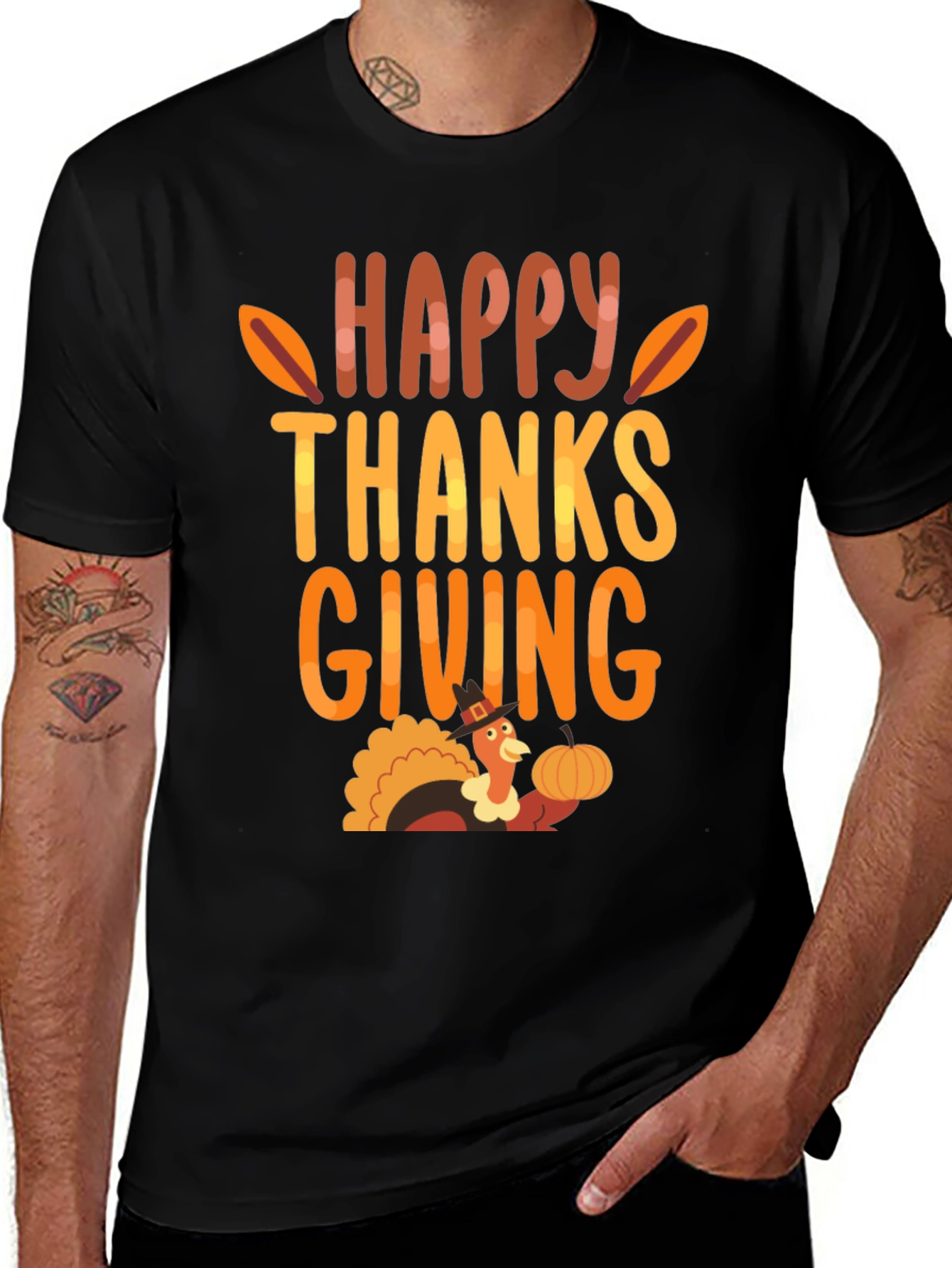 Happy Thanksgiving Turkey Graphic T-Shirt