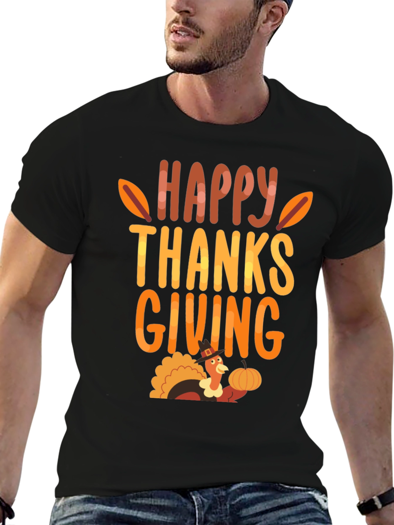 Happy Thanksgiving Turkey Graphic T-Shirt