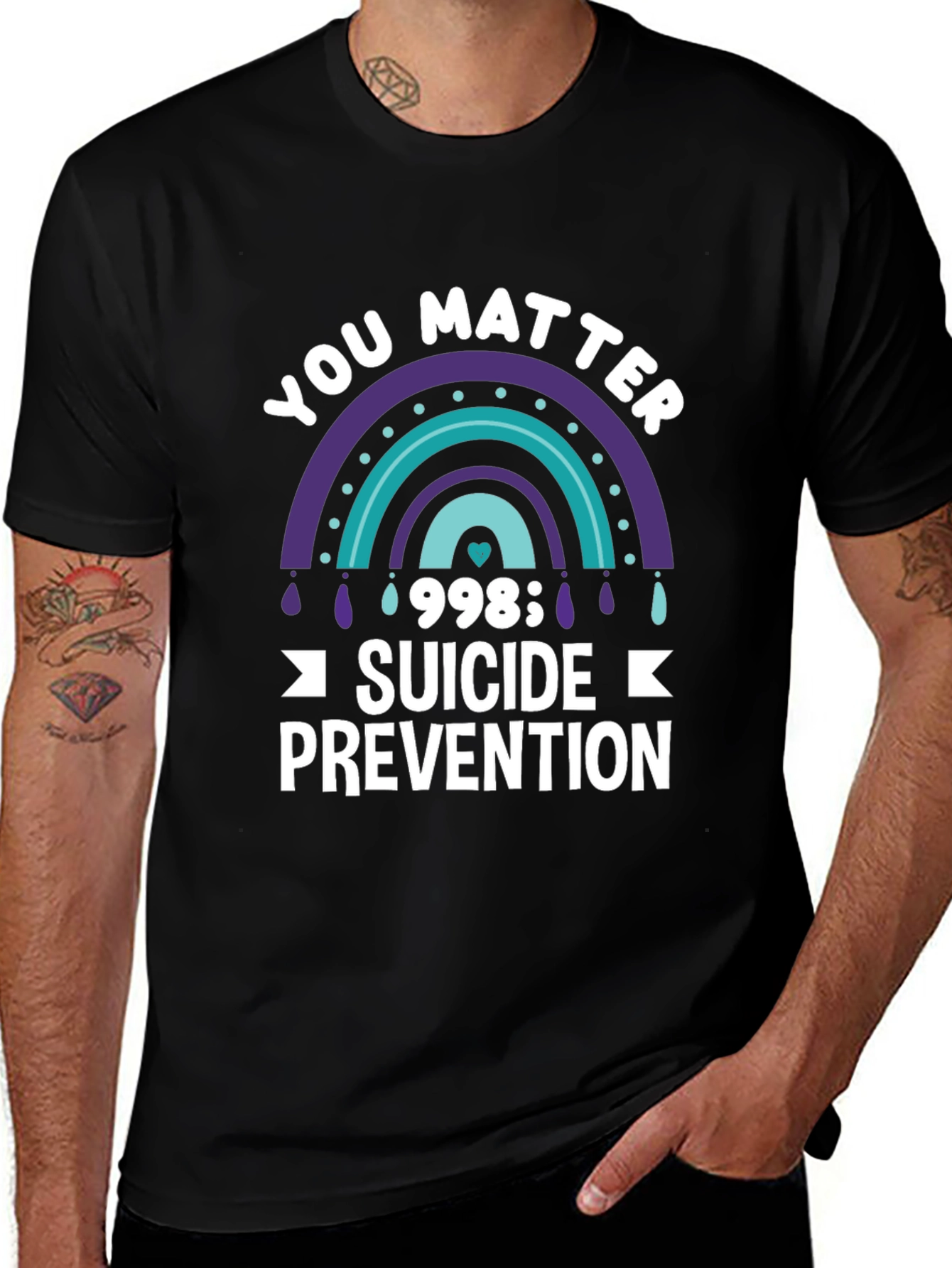 You Matter Suicide Prevention Rainbow Graphic Tee