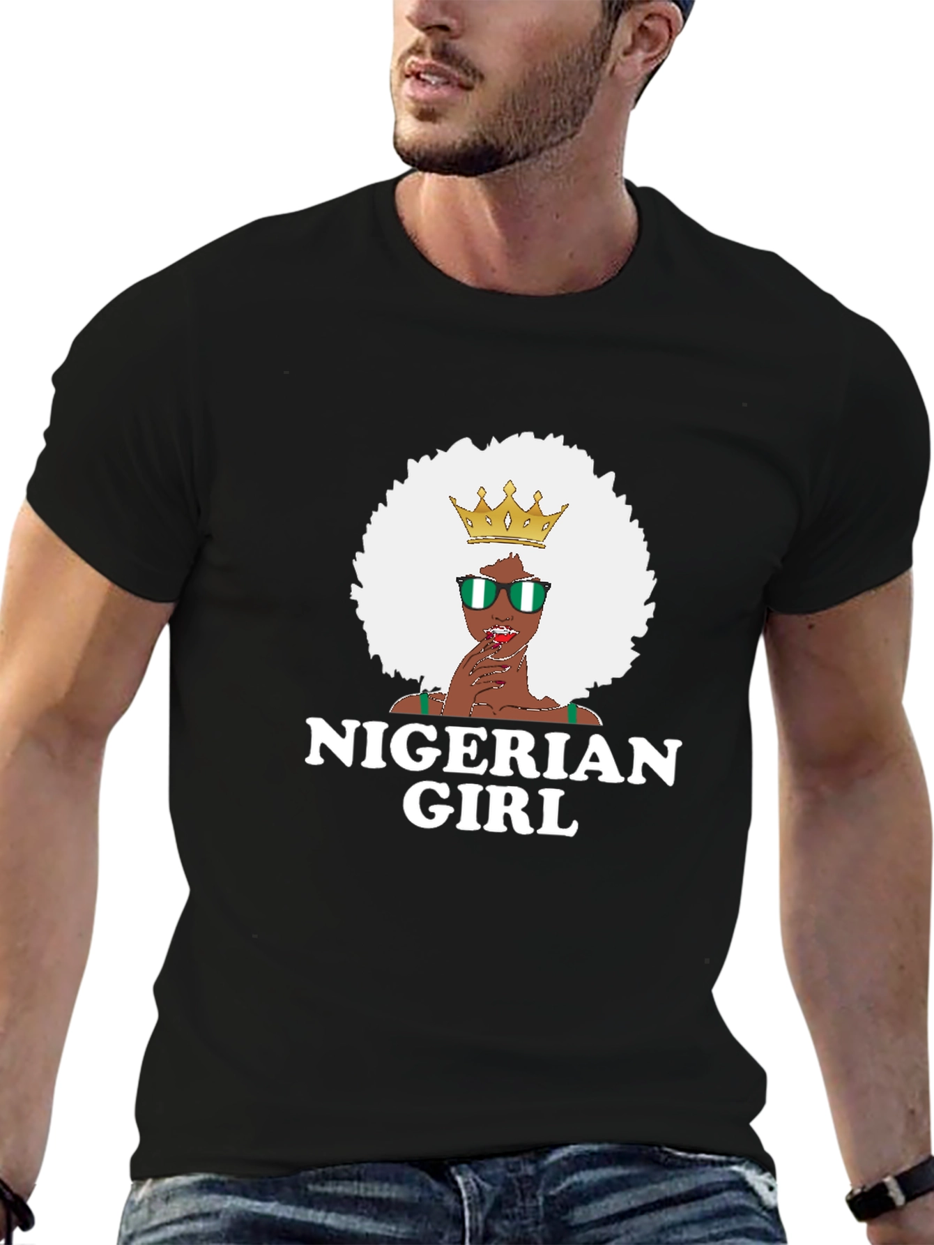 Nigerian Girl T-Shirt - Black Cotton Tee
