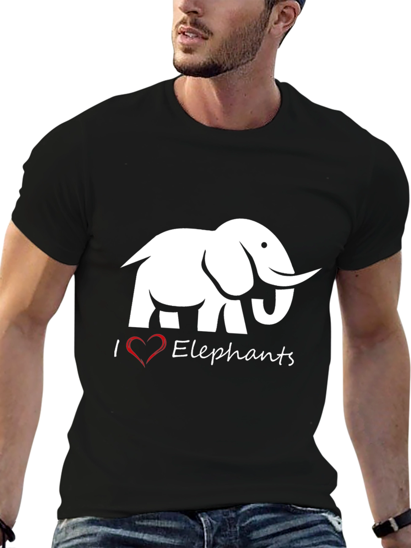 I Heart Elephants Graphic Tee - Black