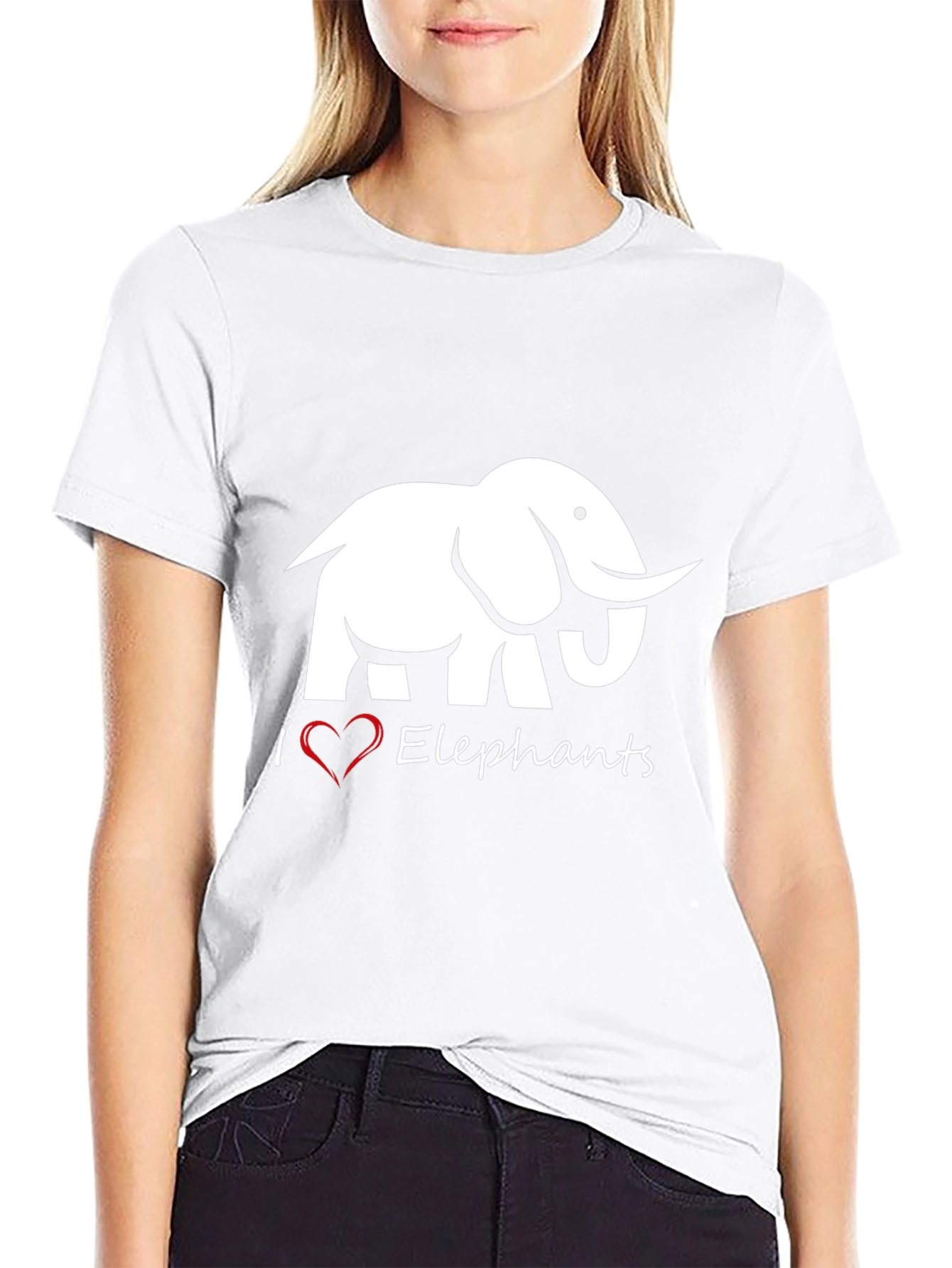 I Heart Elephants Graphic Tee - Black