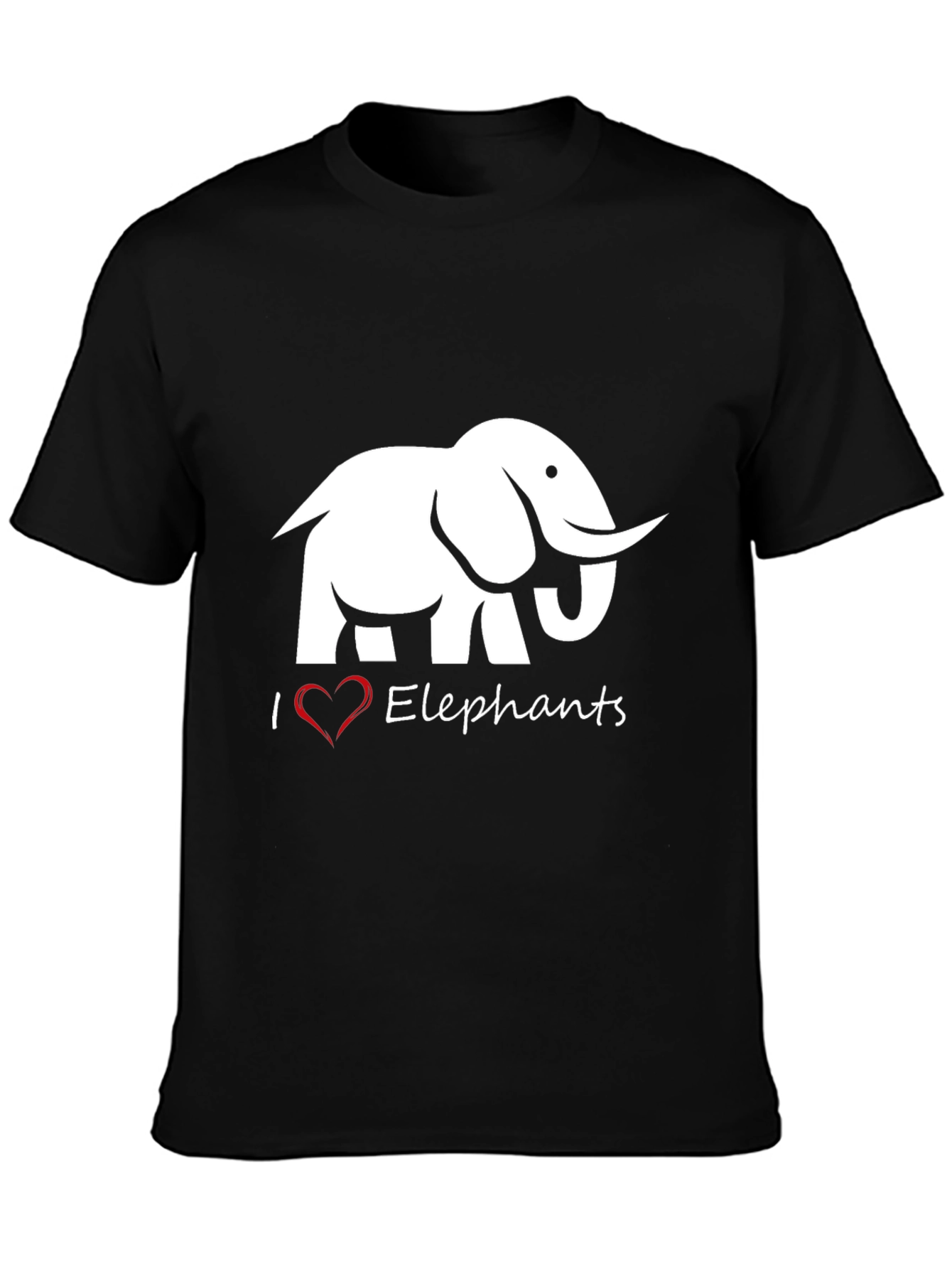 I Heart Elephants Graphic Tee - Black