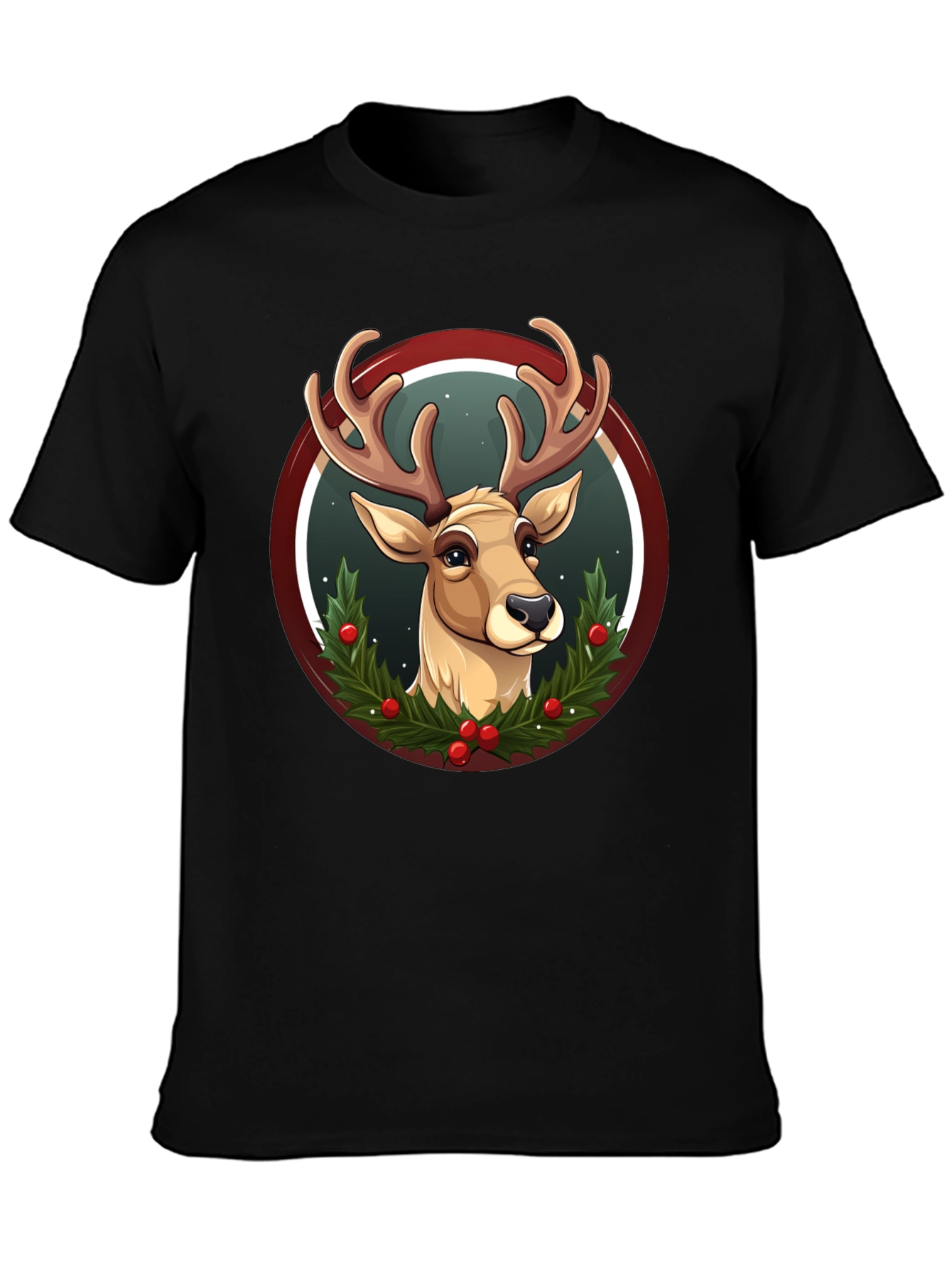 Festive Reindeer Graphic T-Shirt - Holiday Style