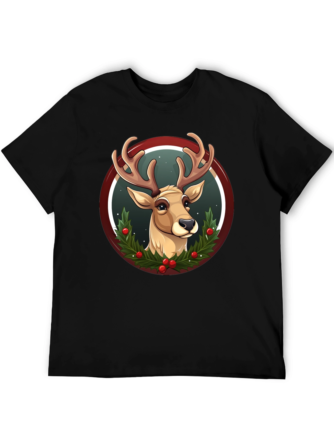 Festive Reindeer Graphic T-Shirt - Holiday Style