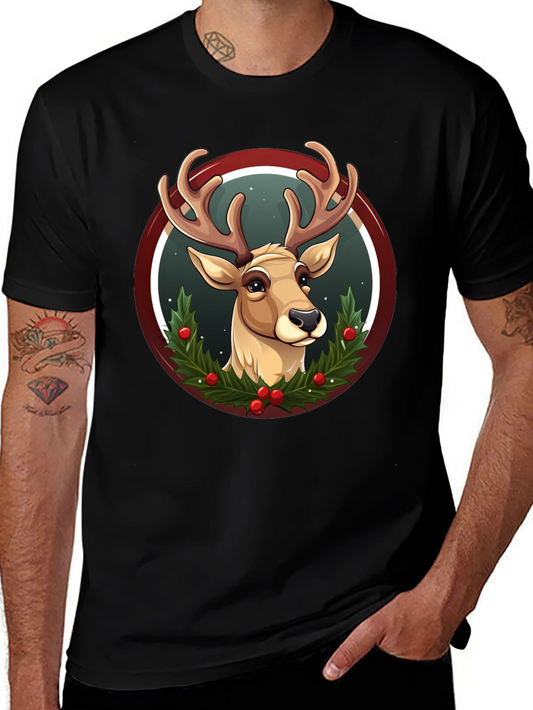 Festive Reindeer Graphic T-Shirt - Holiday Style