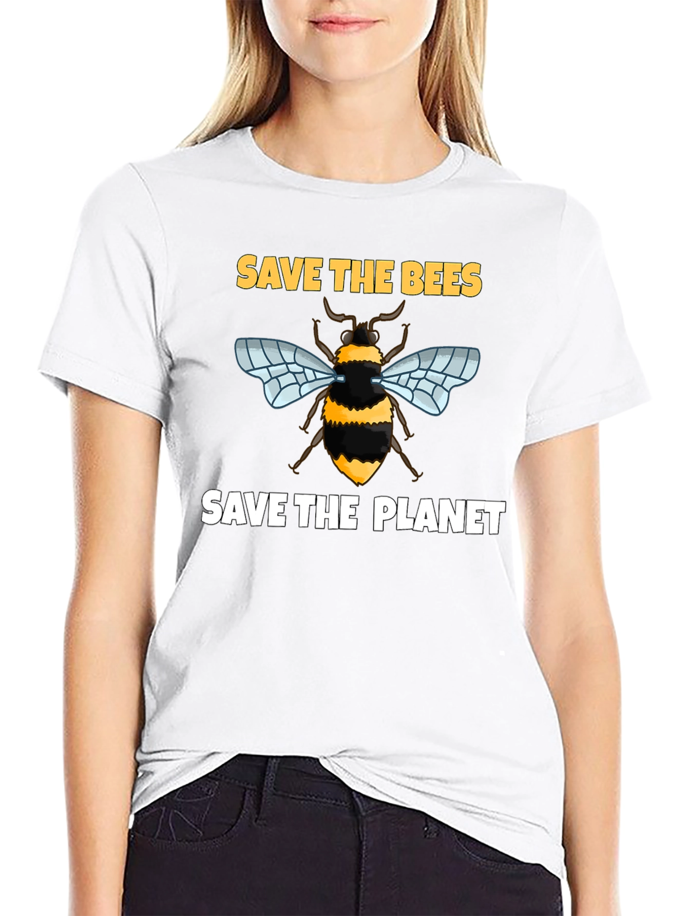 Save the Bees T-Shirt Black Cotton Tee