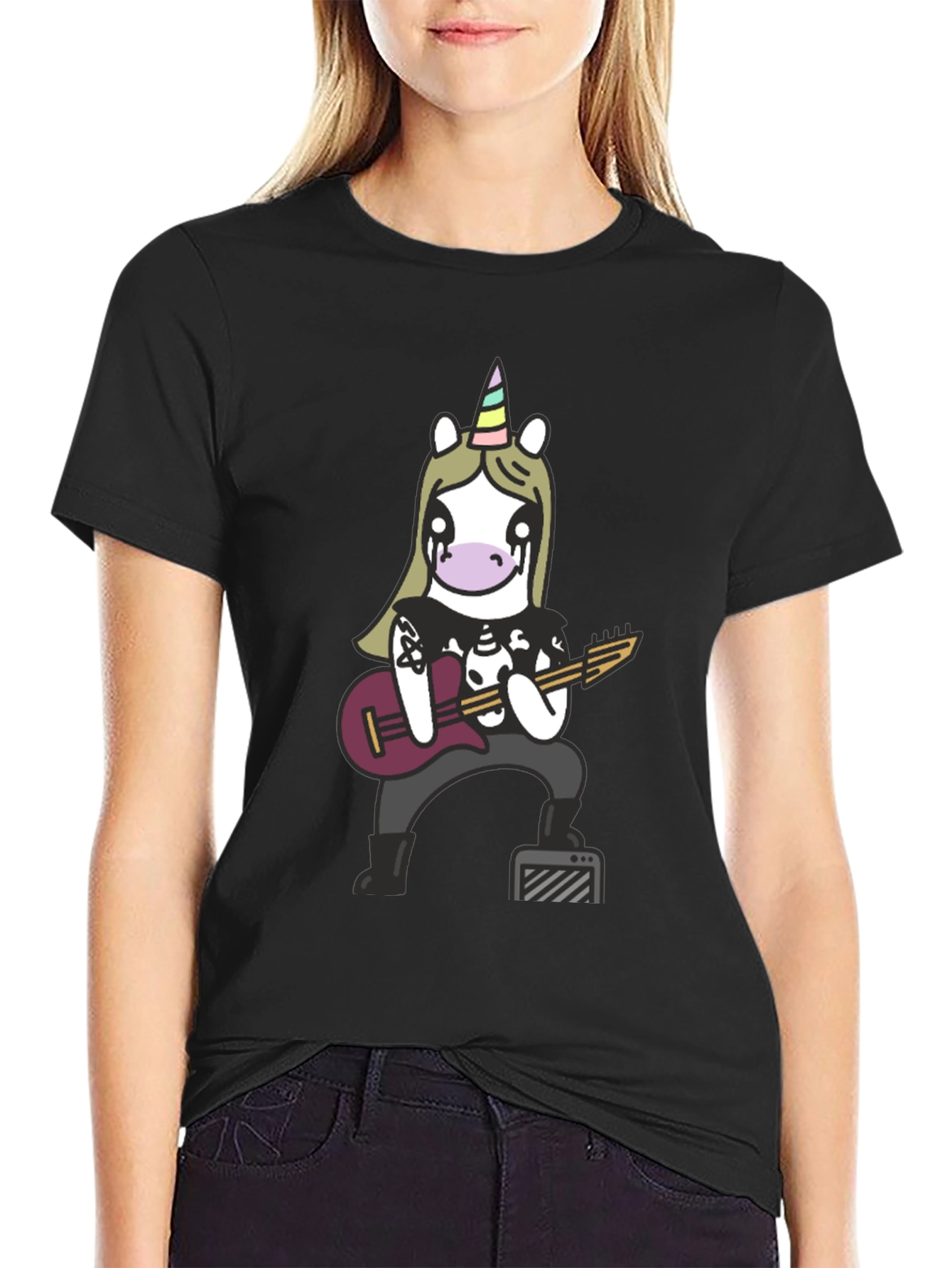 Metal Unicorn Graphic Tee - Black