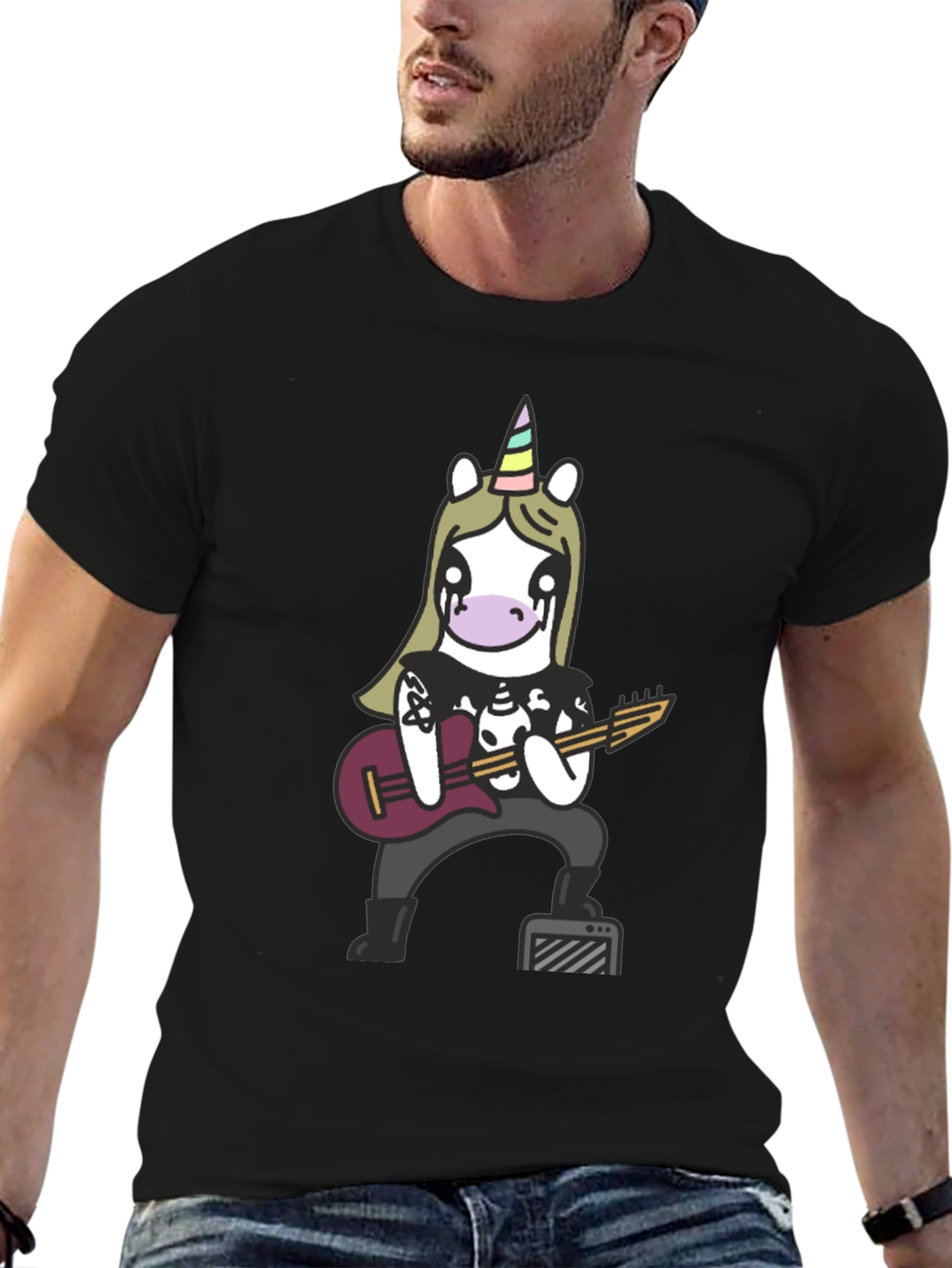 Metal Unicorn Graphic Tee - Black