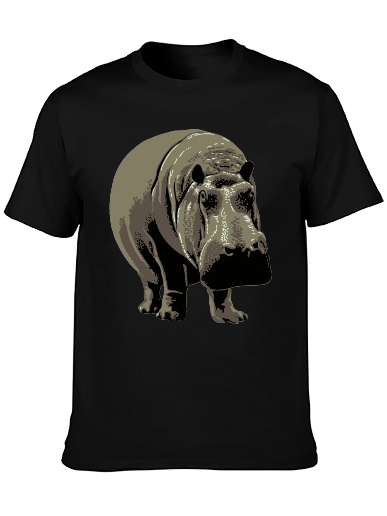 Hippo Graphic Tee - Black Cotton T-Shirt