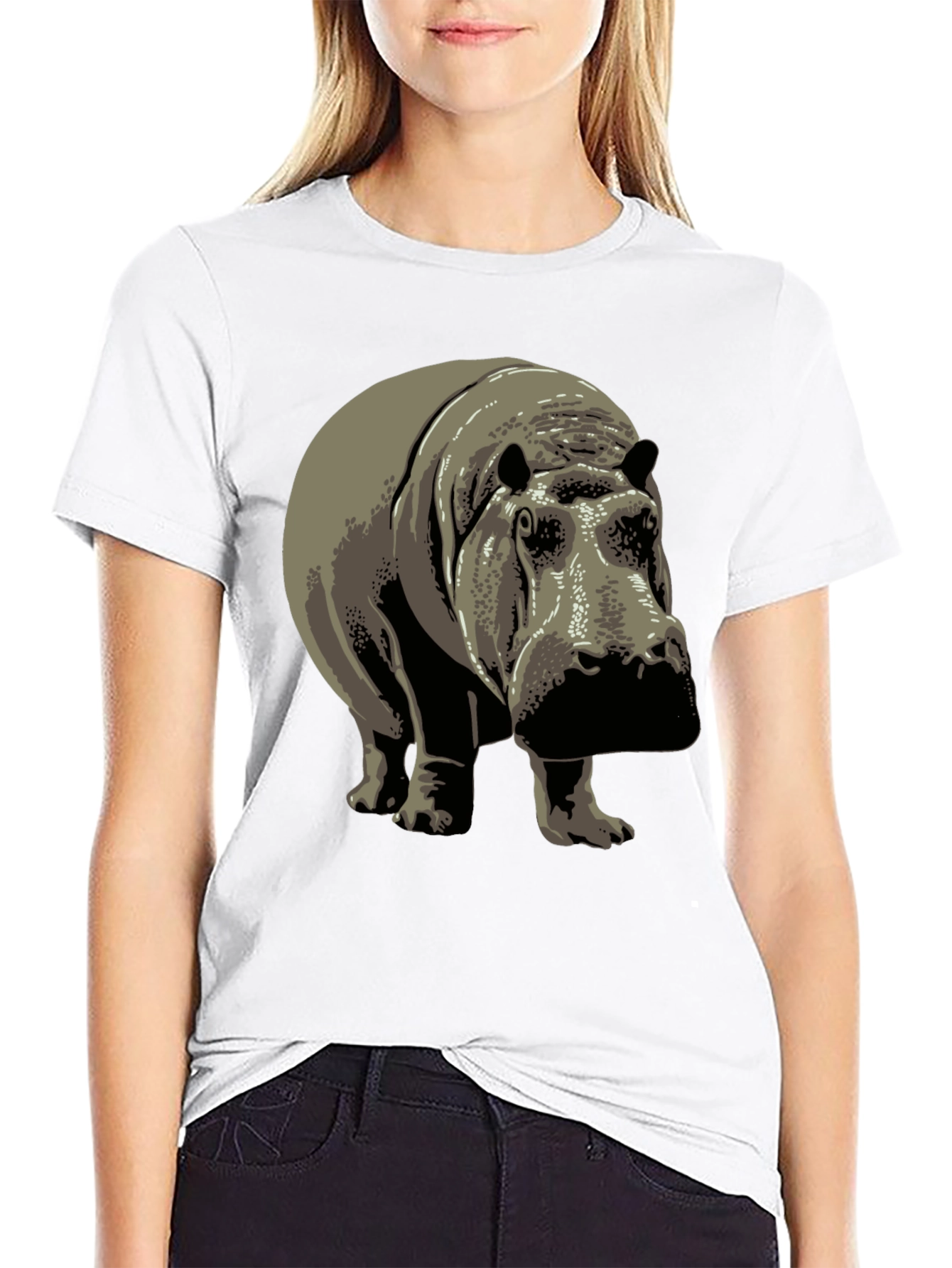 Hippo Graphic Tee - Black Cotton T-Shirt
