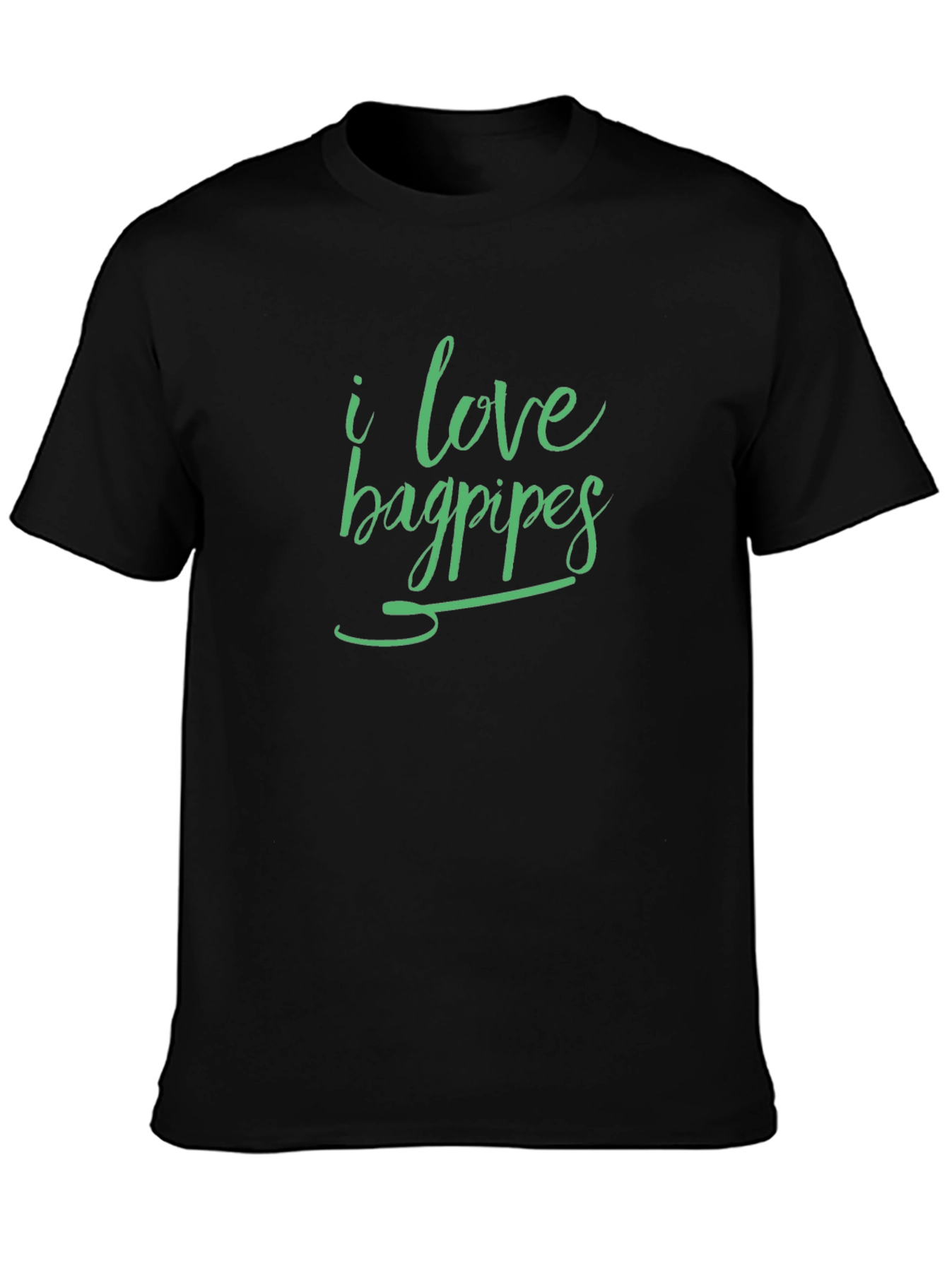 I Love Bagpipes Black T-Shirt