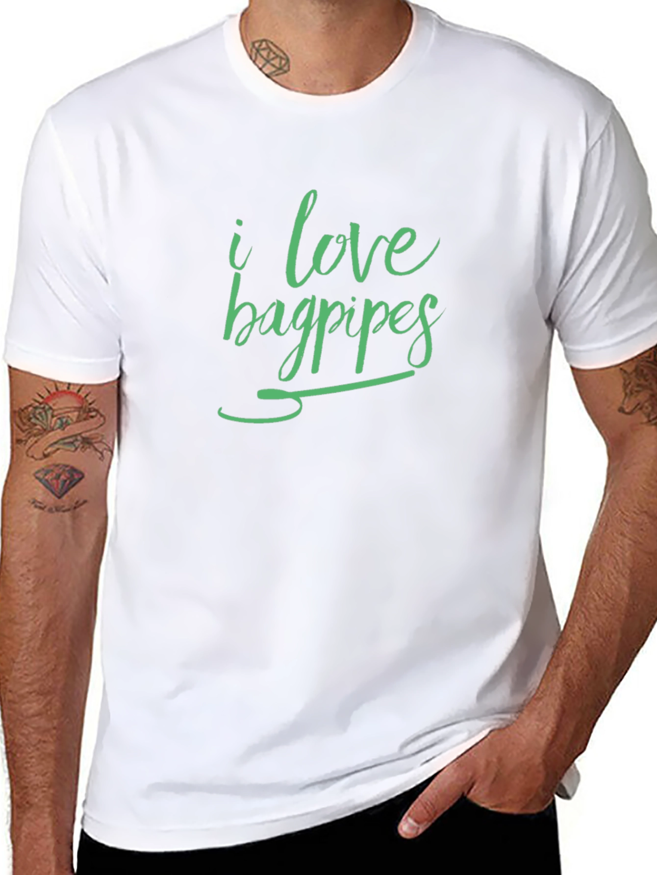 I Love Bagpipes Black T-Shirt