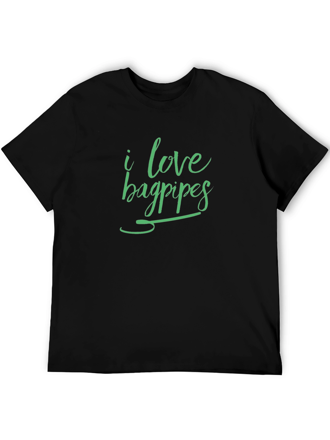 I Love Bagpipes Black T-Shirt